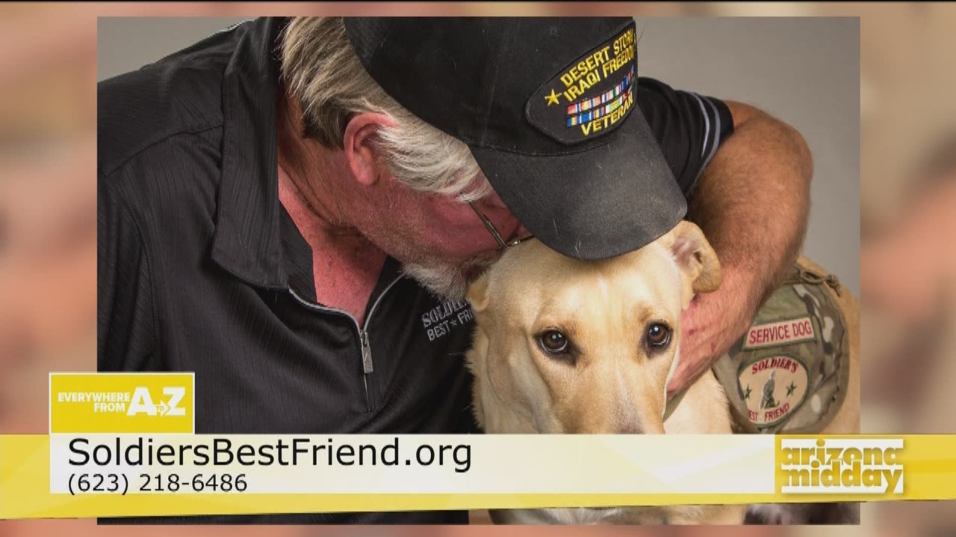 Learn about an amazing program providing service animals to veterans with president of Soldier's Best Friend, Jill Nelson, veteran David Campbell, and his service dog, Caleb.