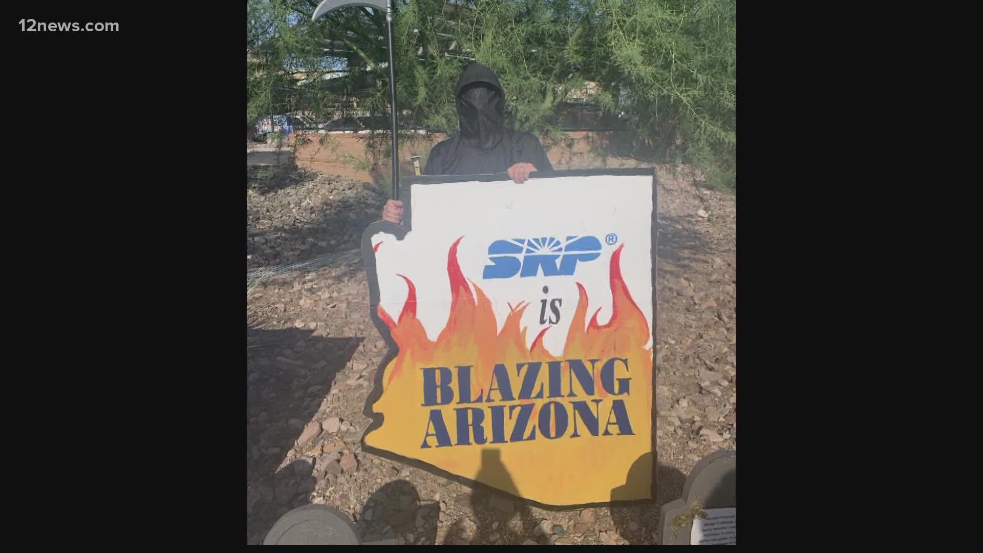Arizona lawmakers and environmental activists took to the streets to protest the planned expansion of a massive natural gas power plant owned by SRP.