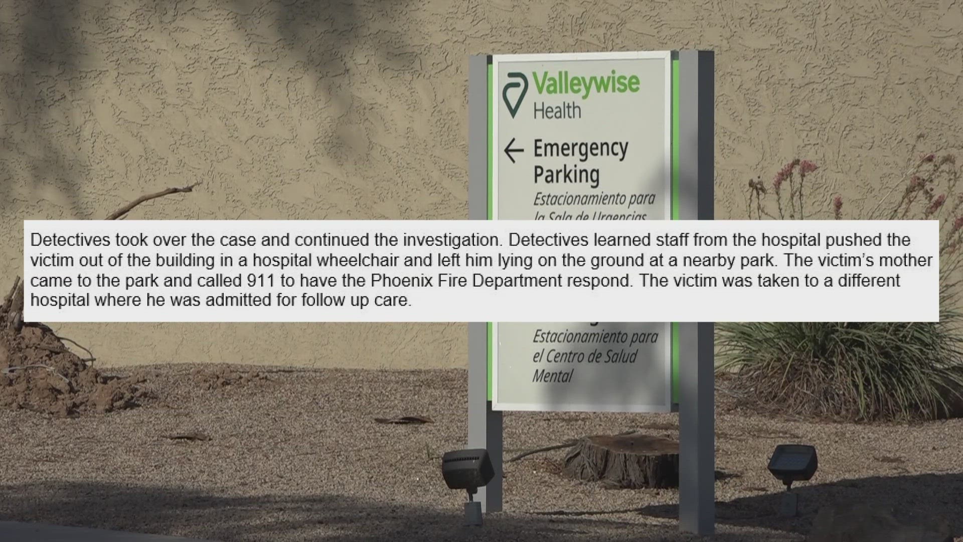 Phoenix police said three people are facing criminal charges after a patient who has quadriplegia was pushed out of a hospital and dumped in a park.