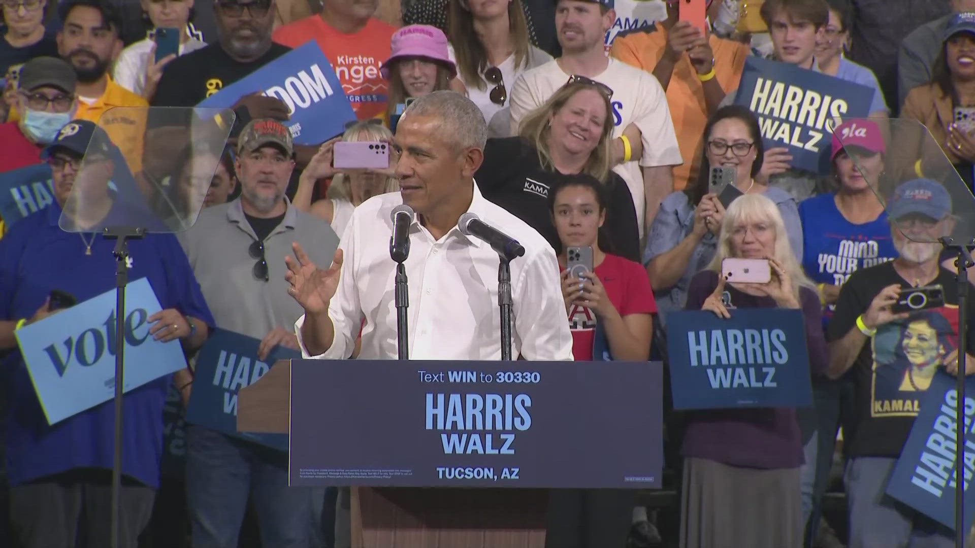 The 44th President spoke on Friday evening in Tucson in support of Democratic candidate for President, Kamala Harris.