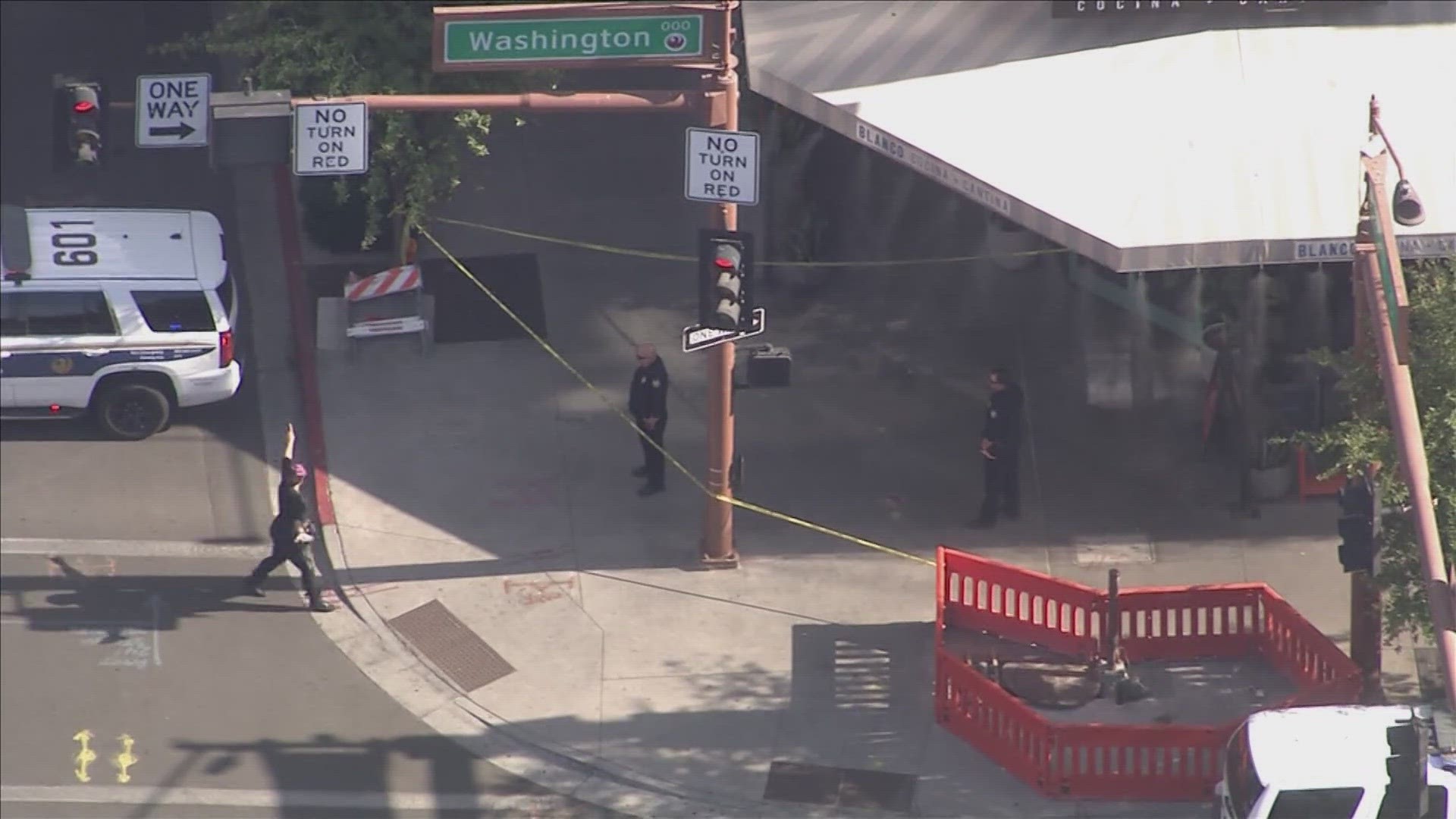 Sky12 showed multiple police officers at Washington and 1st streets.