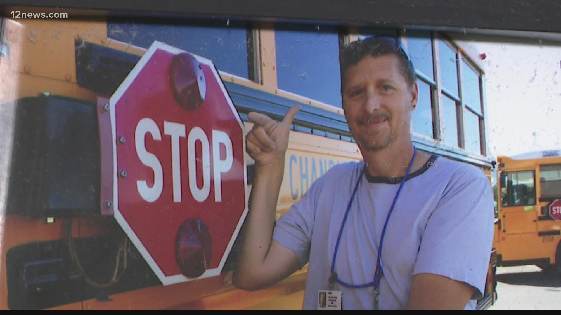 A Chandler school bus driver was arrested for DUI after he ran a red light and failed to stop for police. His wife says a tumor is likely the cause of the problem.
