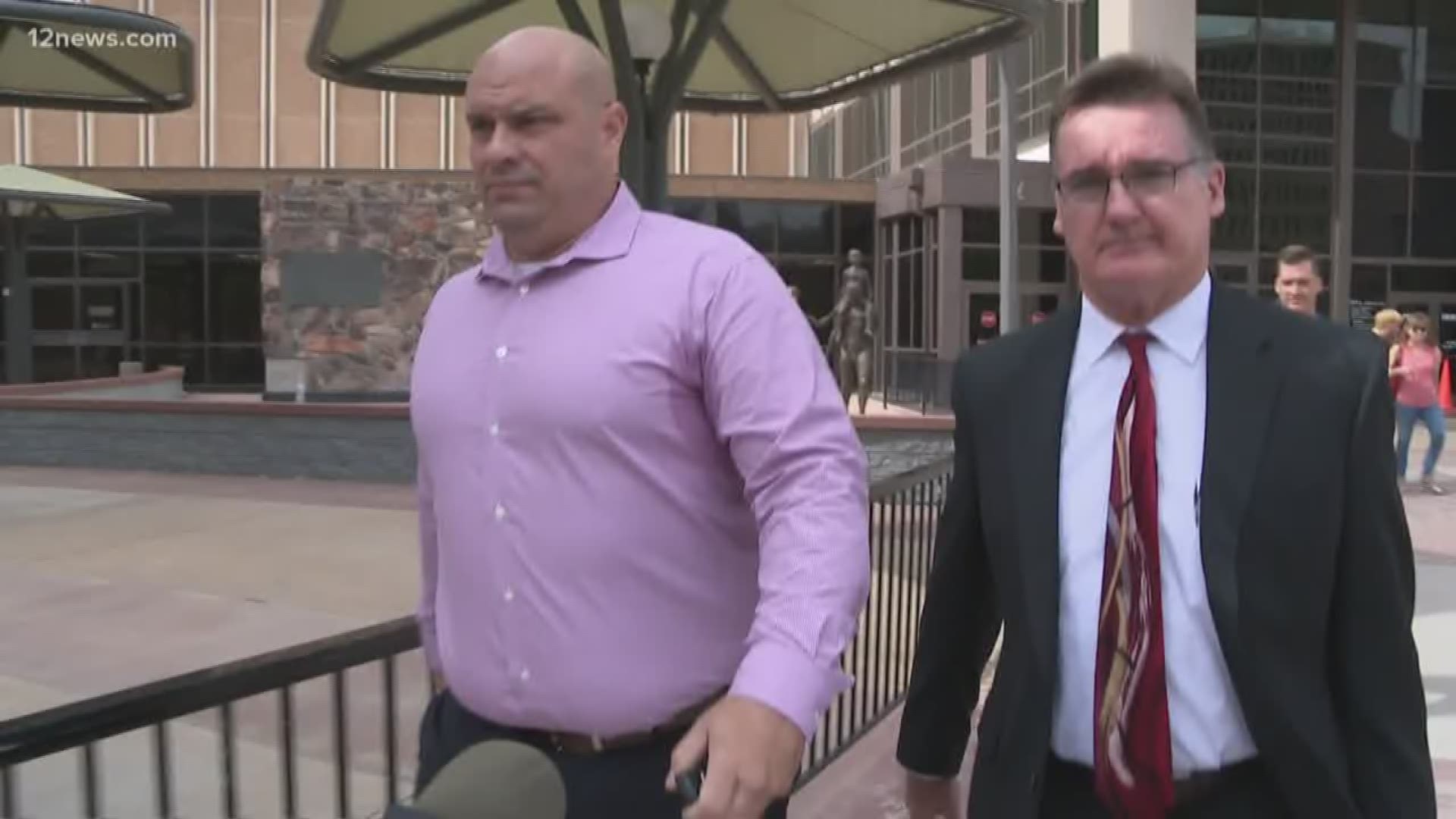 Phoenix police officer Timothy Baiardi is accused of assaulting a handcuffed shoplifting suspect while he was working off-duty as a security guard at a Valley Walmart. Baiardi entered a plea of "not guilty" in court Thursday.