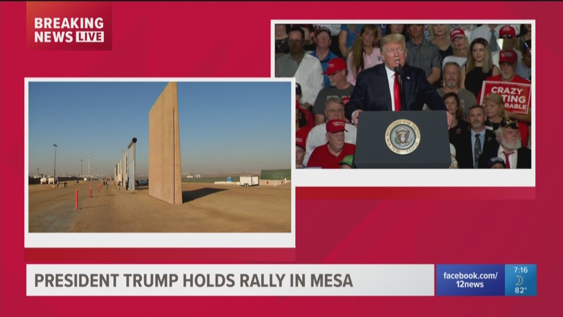 At a rally in Mesa President Trump claimed that Democrats want open borders and chain migration. He declared that there would be a wall despite Democrat's disapproving.