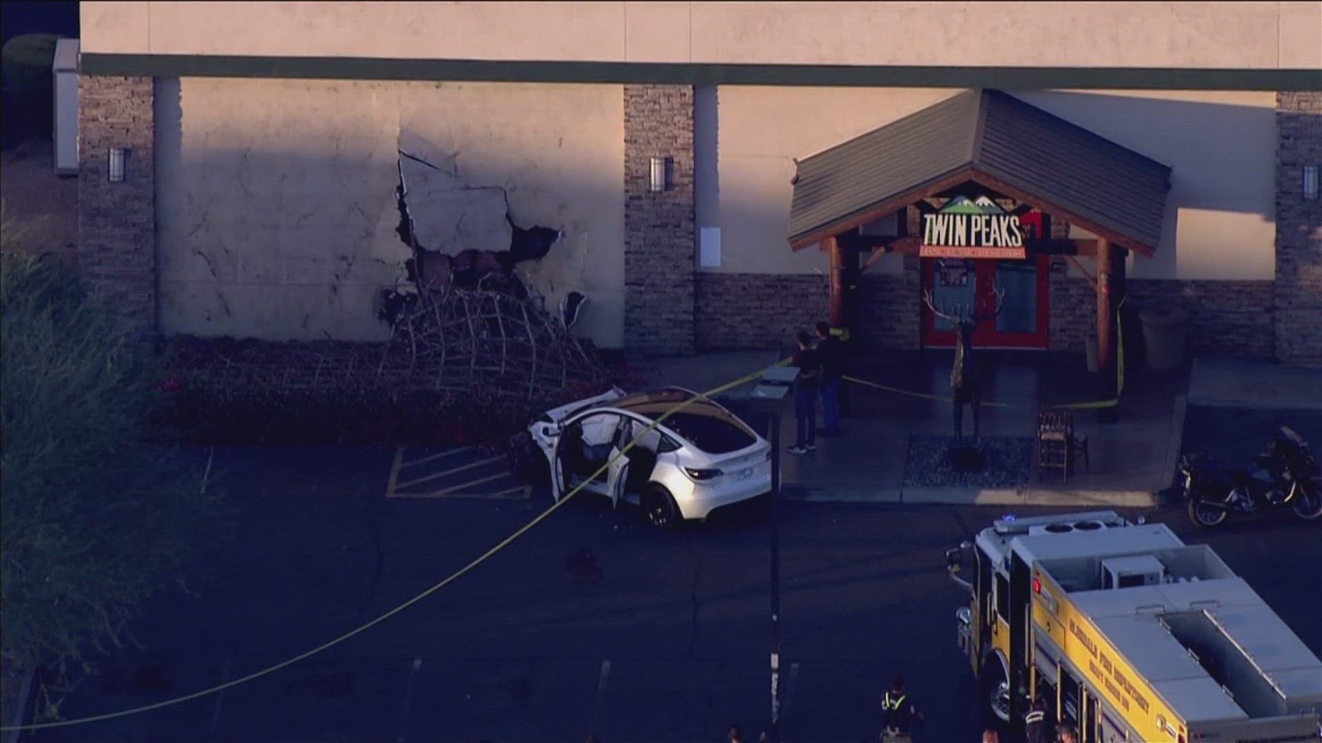 The car drove into the women’s restroom of the Scottsdale Twin Peaks.