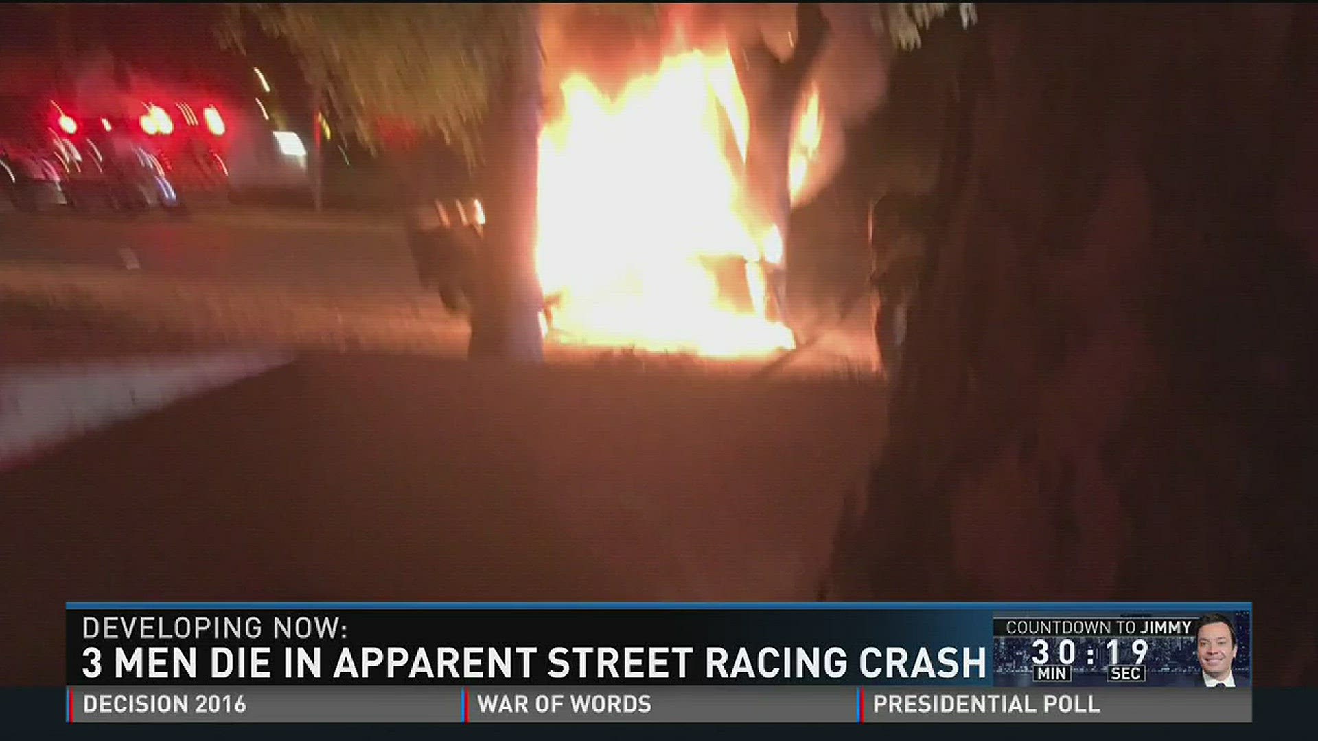 3 men die in apparent street racing crash.