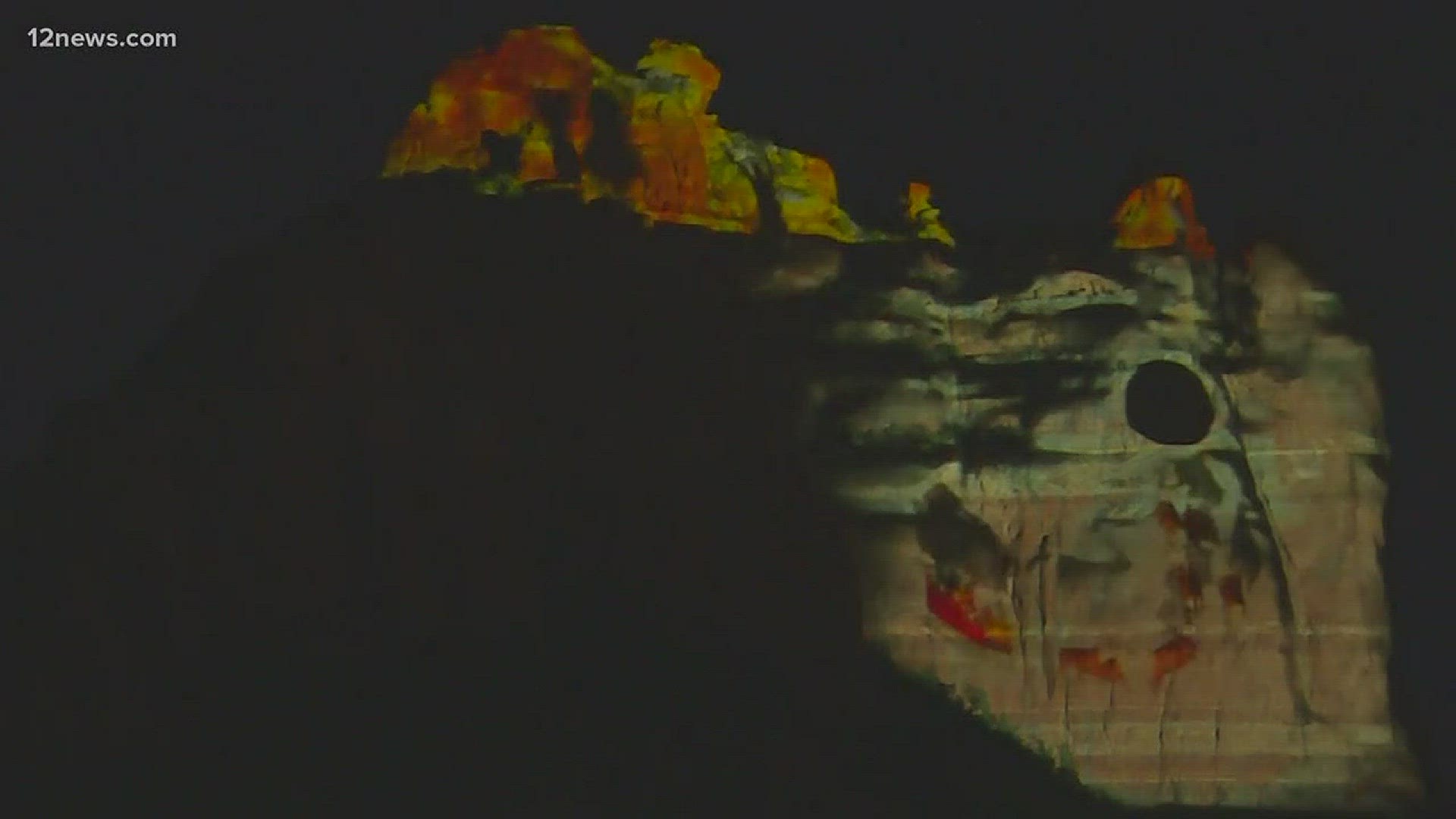 The show in Sedona was projected onto the iconic red rocks of Northern Arizona.