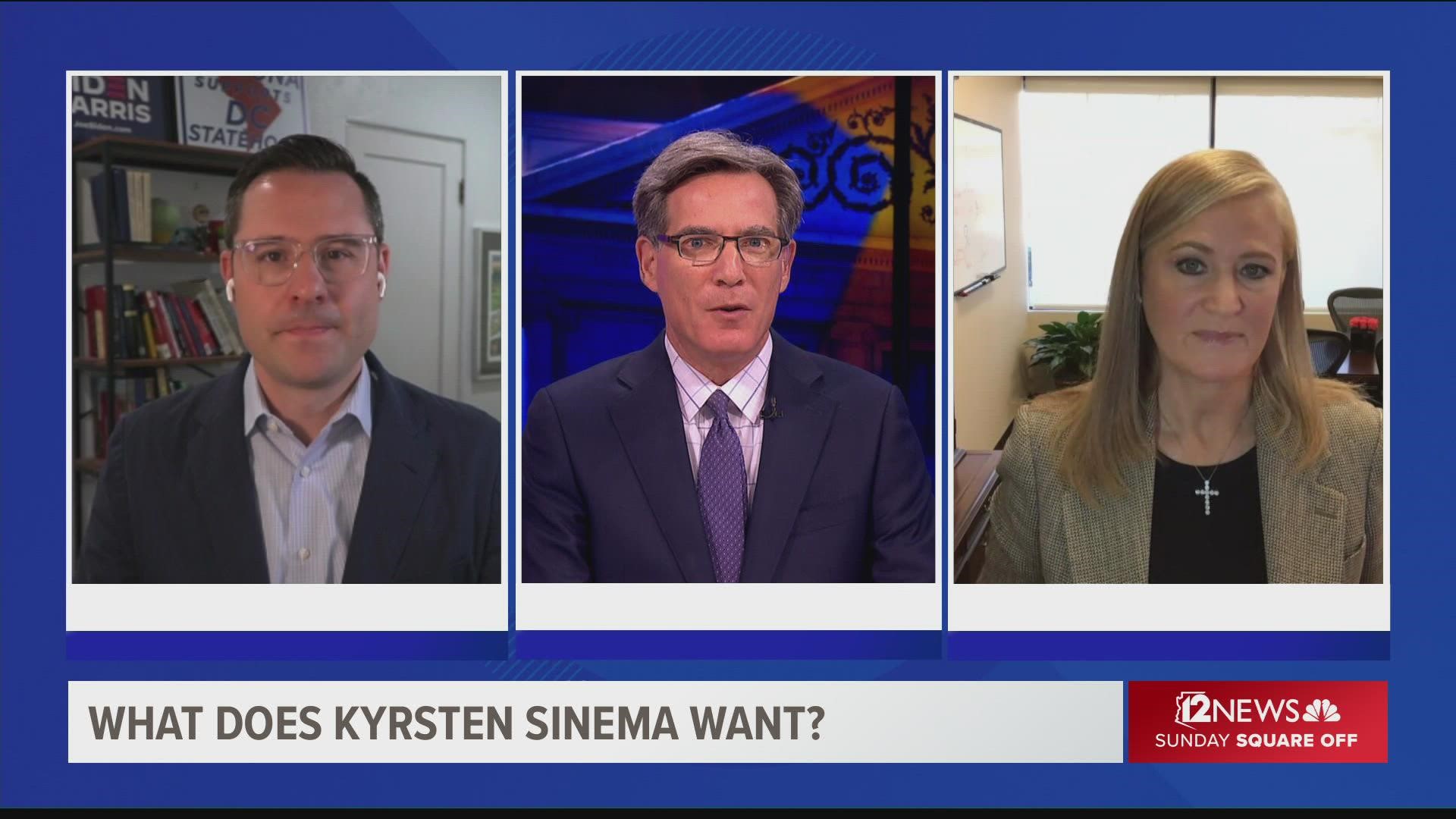 Our ‘Sunday Square Off’ political insiders explain Sen. Kyrsten Sinema's role in the standoff over infrastructure bills in the House and Senate.