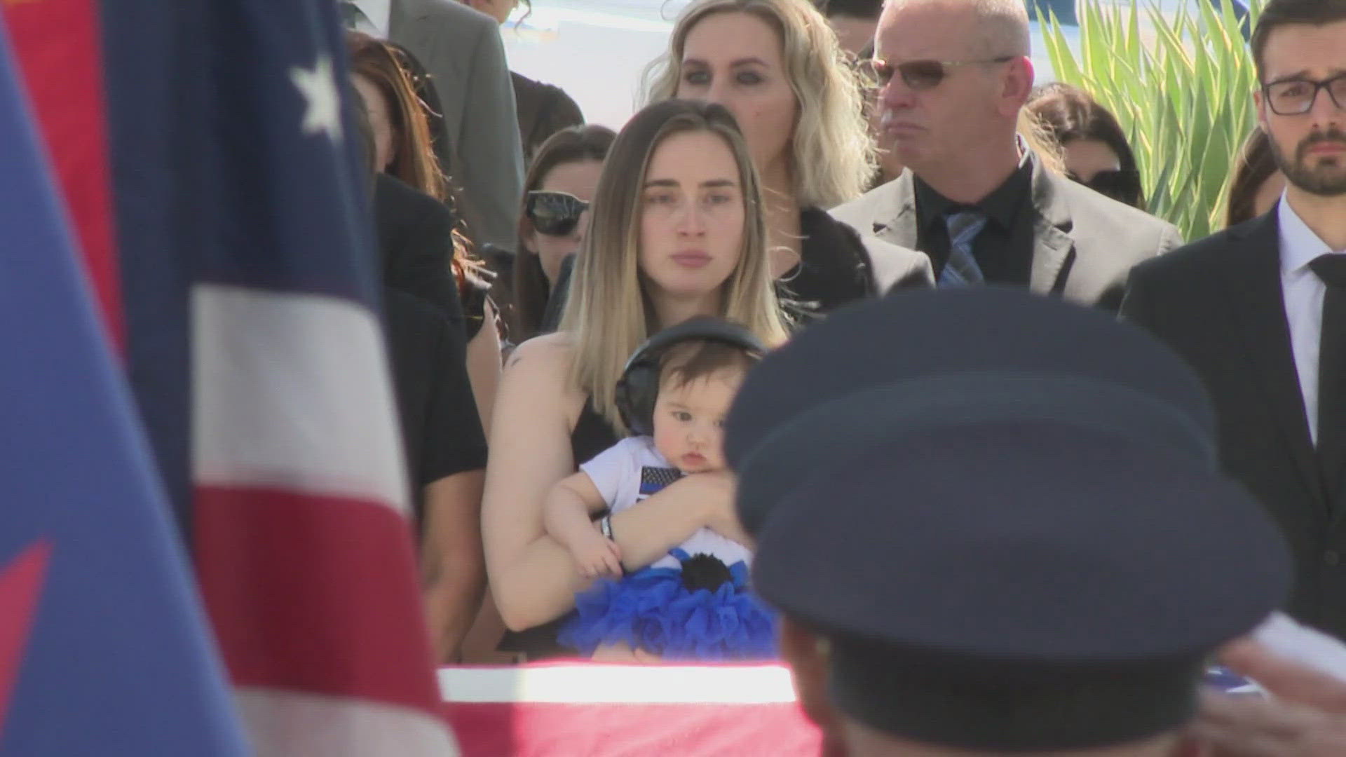 Officer Zane Coolidge was shot earlier this month responding to a burglary. He died at the hospital days later and is survived by his wife and 5-month-old daughter.