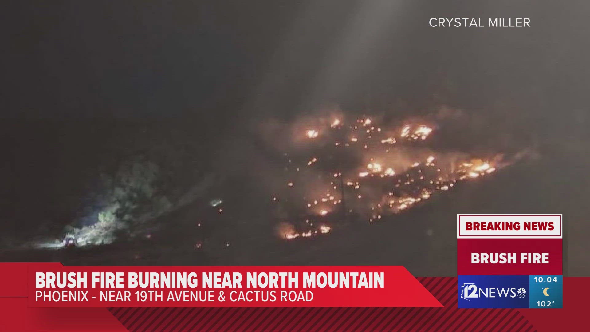 The brush fire started Thursday night near 19th Avenue and Cactus Road.