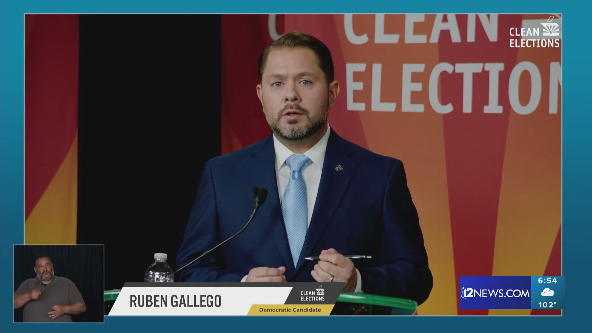 Democratic candidate for Arizona Senate Ruben Gallego gives his closing