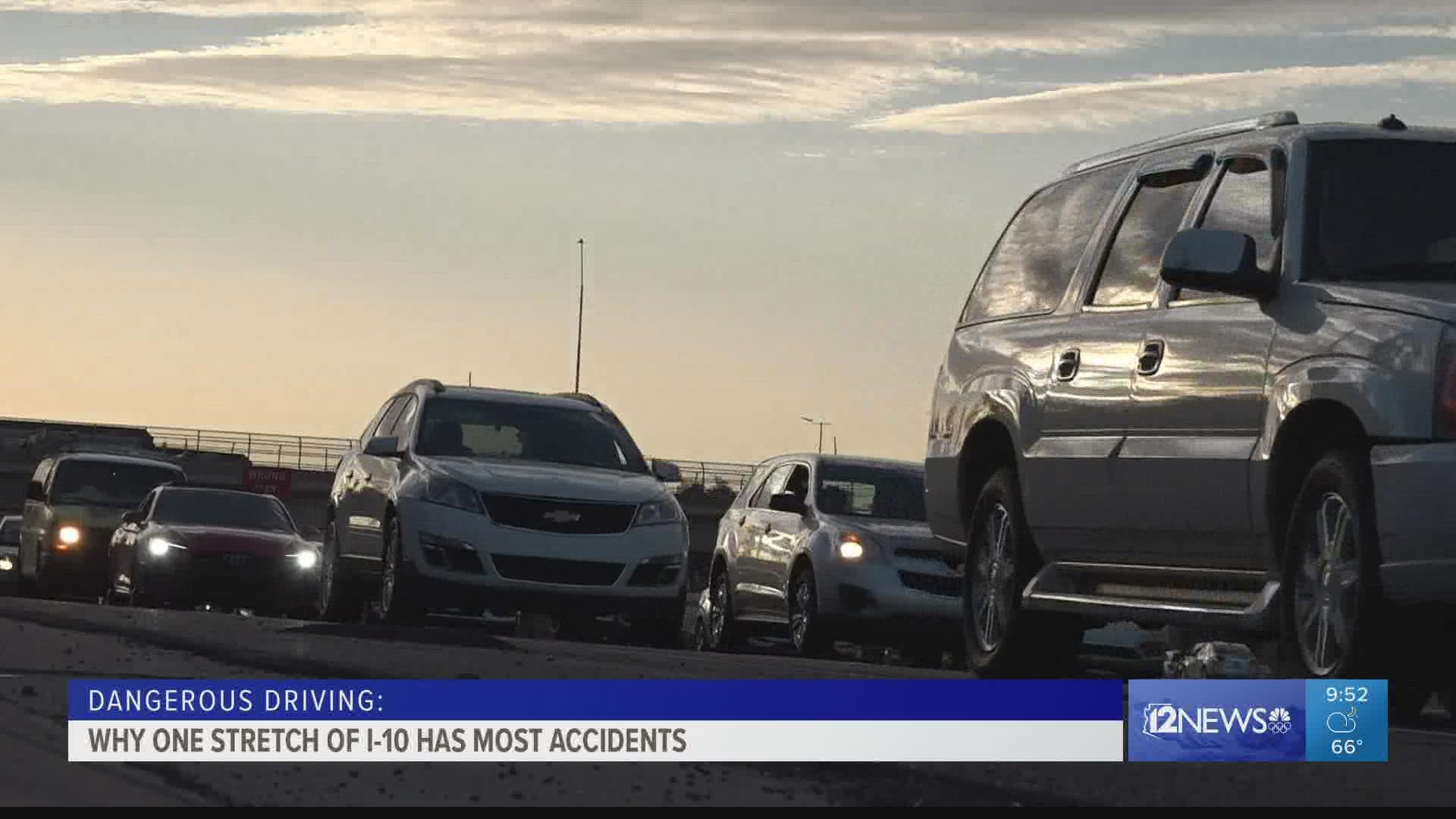 A 3-mile stretch of Interstate 10 in Arizona is the most accident-prone in the state.
