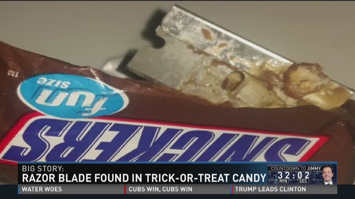 Razor blade found in trickortreat candy