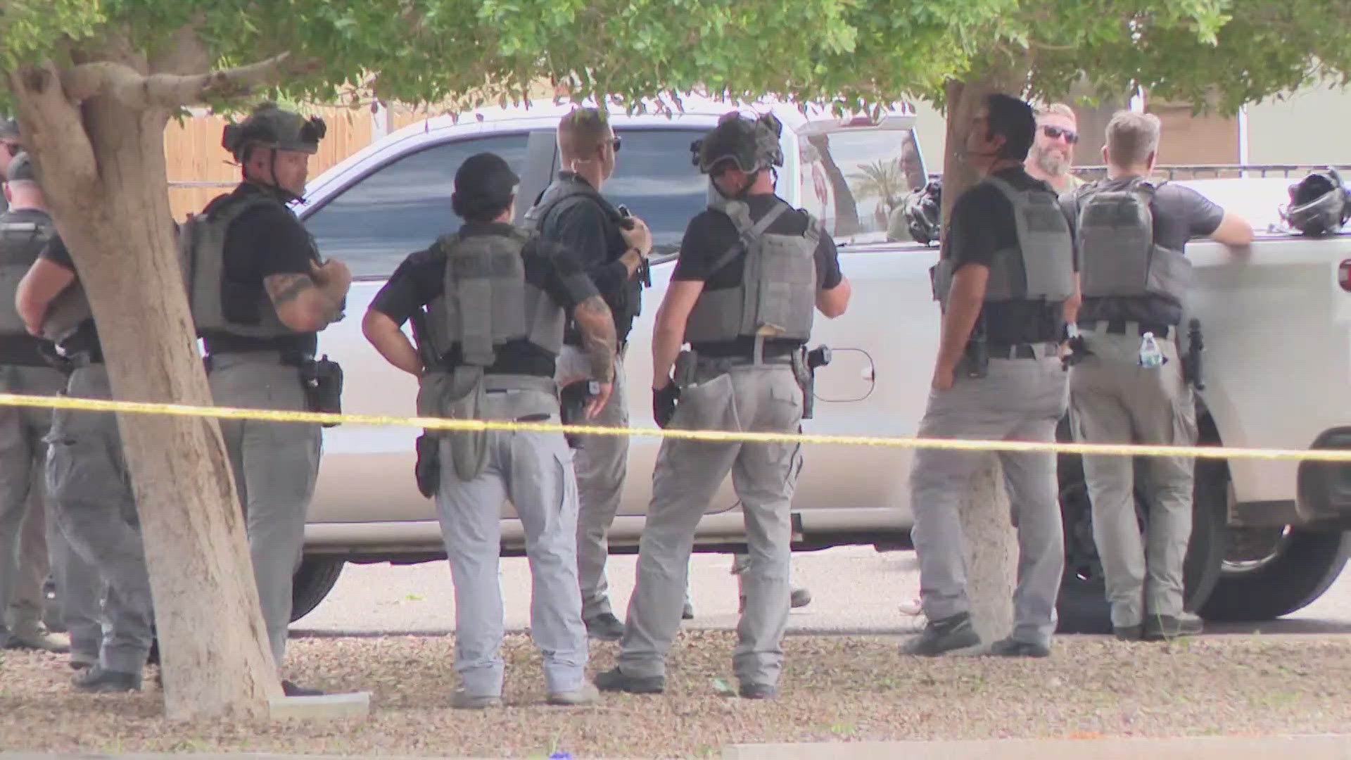 Two Phoenix police officers were hospitalized Tuesday following a shooting south of the Arizona Capitol building. 