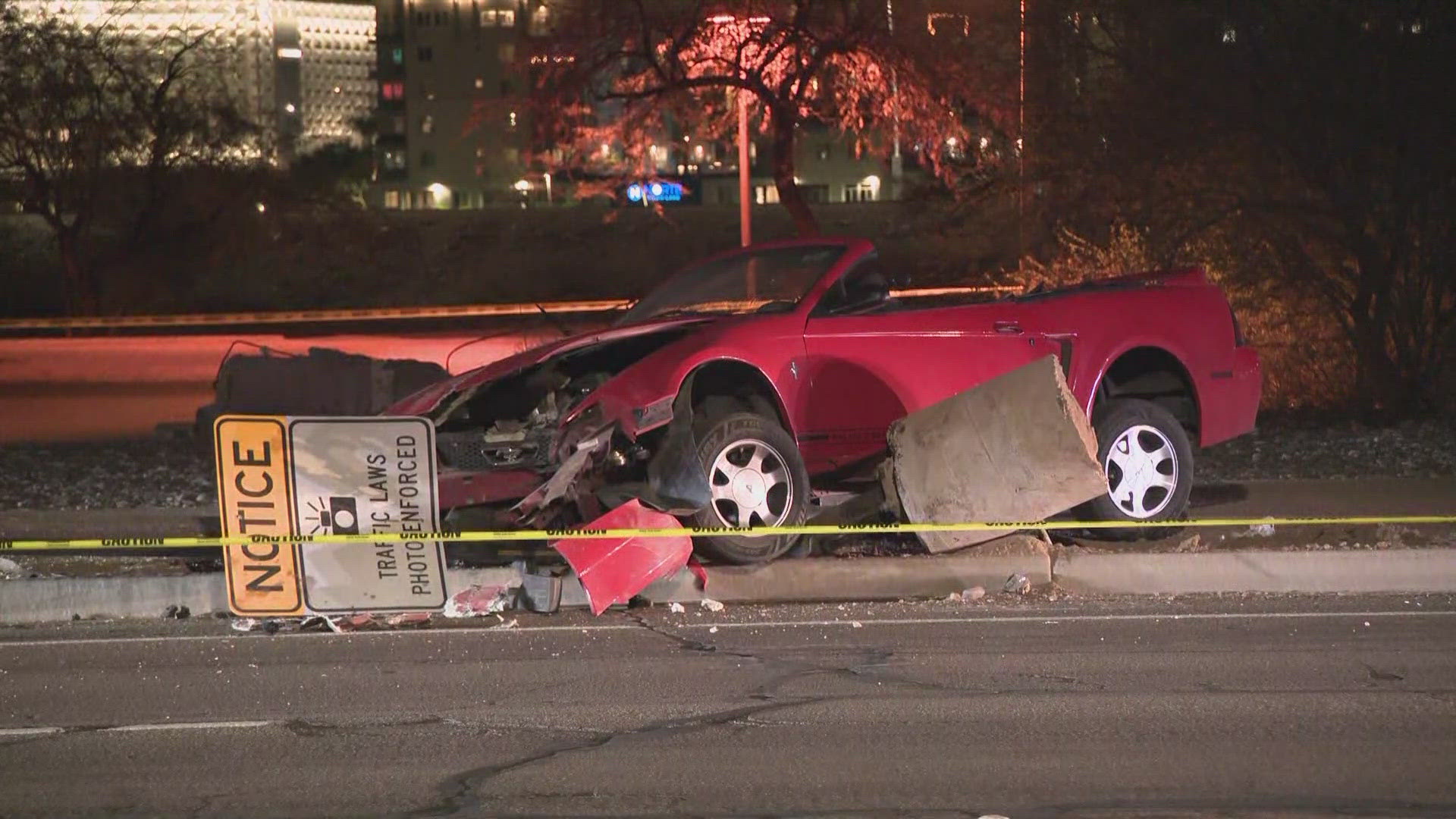 The Tempe PD said five people were ejected from the Mustang Monday night when it crashed 
