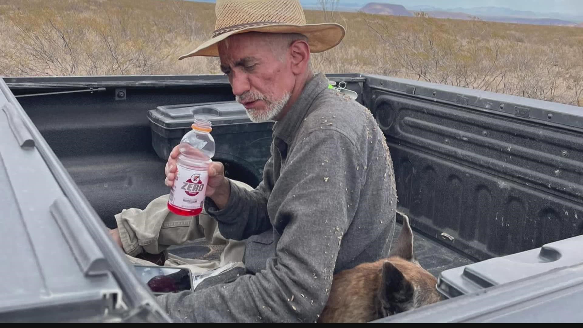 The man was traveling with his dog from Globe to El Paso when his car broke down and he got lost.