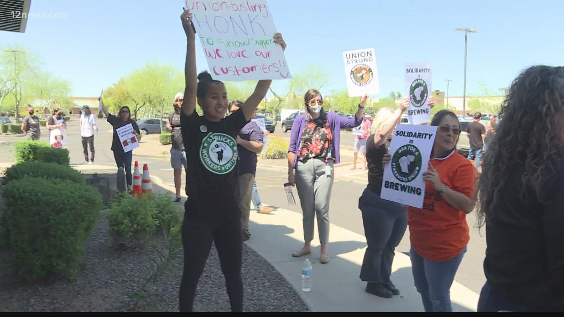 19-year-old Leila Dalton was fired Monday by Starbucks. Dalton was a lead union organizer at this Starbucks. A union vote was scheduled to start Tuesday.