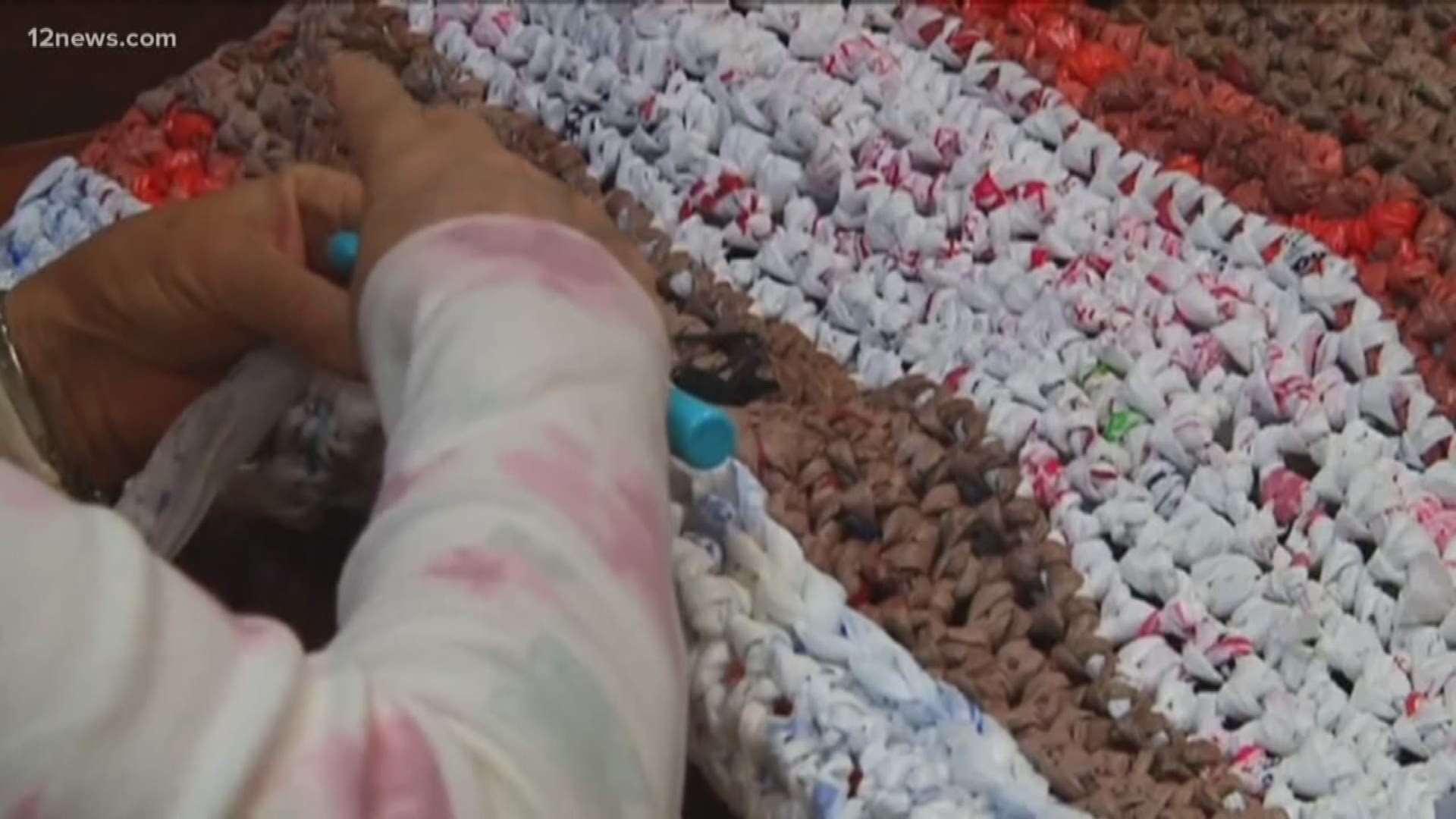 Arizona seniors turning plastic bags into sleeping mats for the