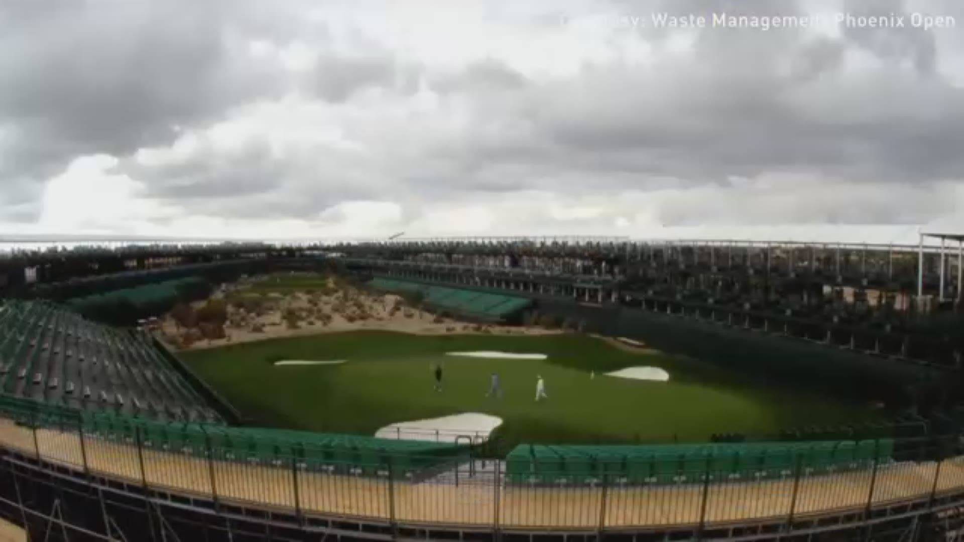 Time-lapse video shows the construction of the stadium at the famous 16th hole of TPC Scottsdale.