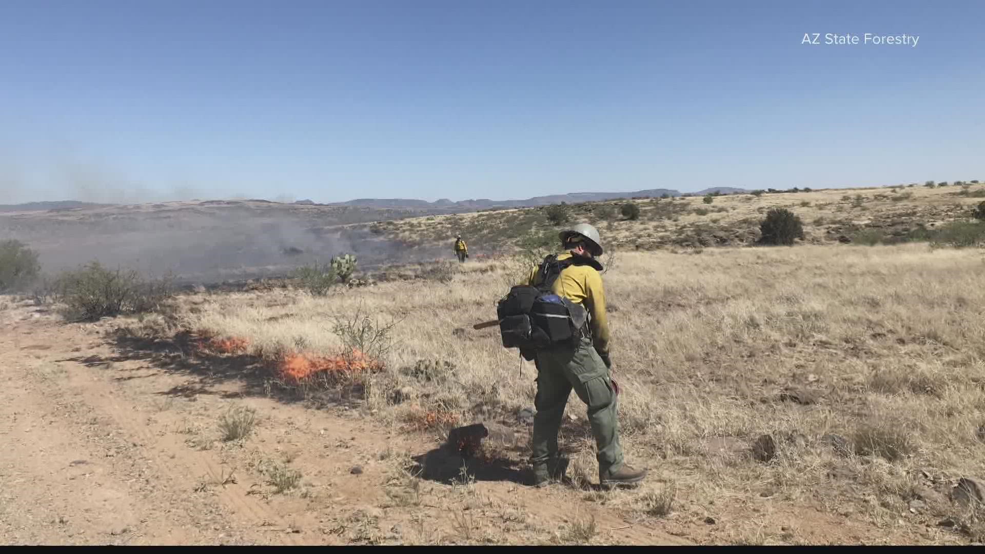 The Arcosanti Fire is burning north of the Valley. It has burned 60 acres of grass and brush. There are no closures in effect and no evacuations at this time.