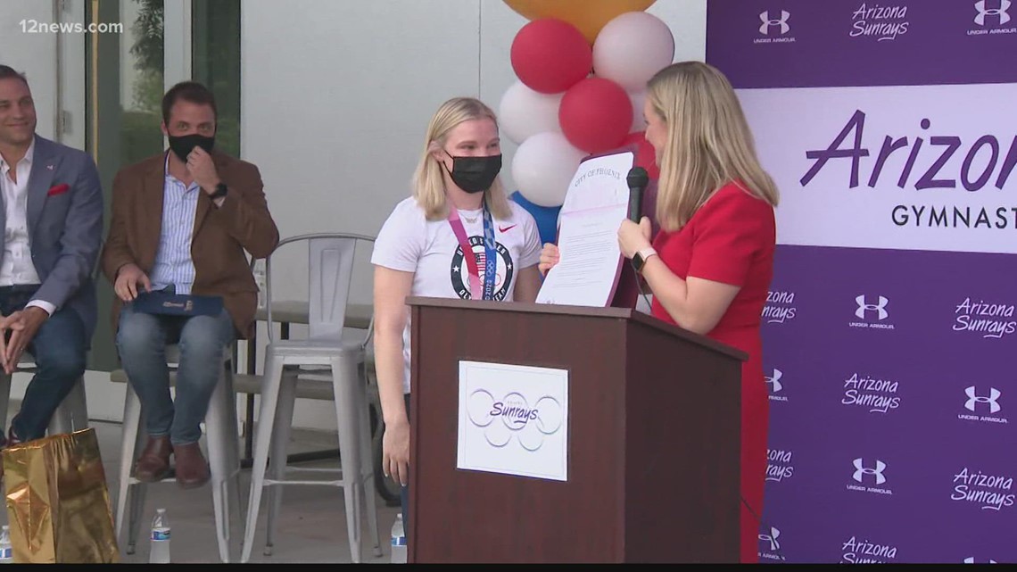 Olympic gold medalist Jade Carey receives honors at Phoenix gym