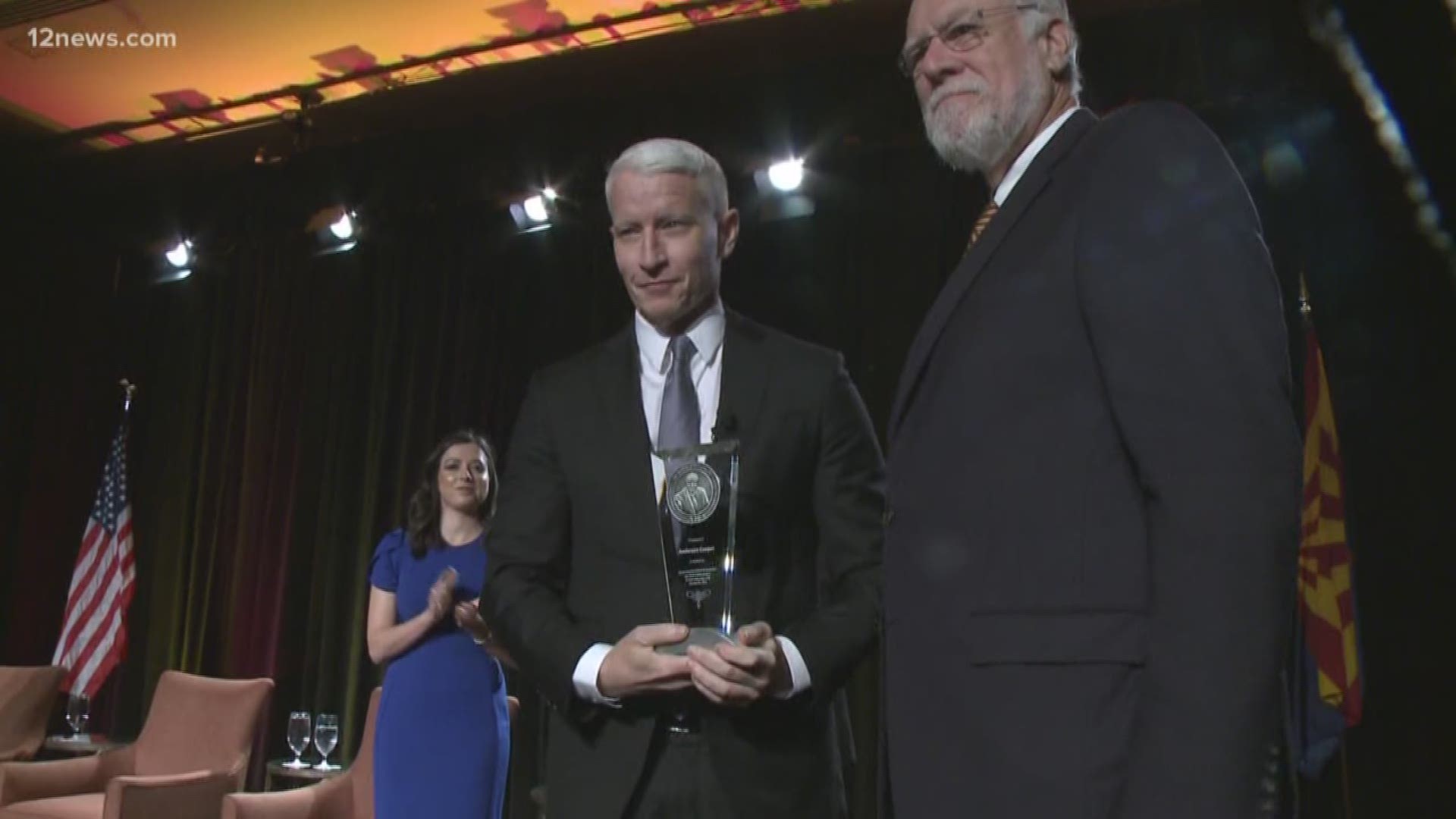 CNN's Anderson Cooper was in the Valley this afternoon to receive the Walter Cronkite Award for Excellence. Cooper said his travels inspired his brand of journalism.