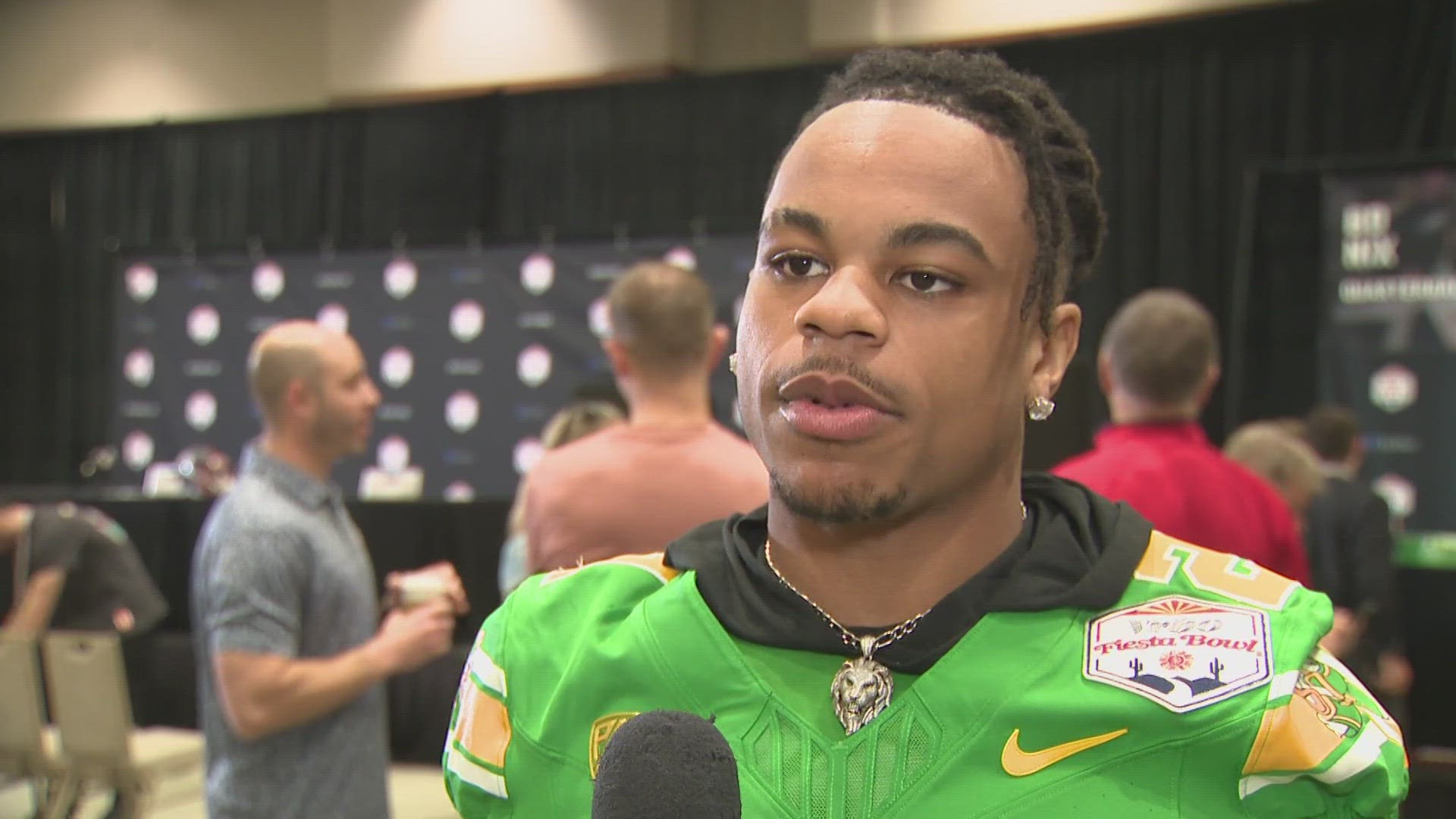 Three Oregon Ducks football players in the New Year's Day Fiesta Bowl are from Arizona. 12News caught up with the players prior to the game.