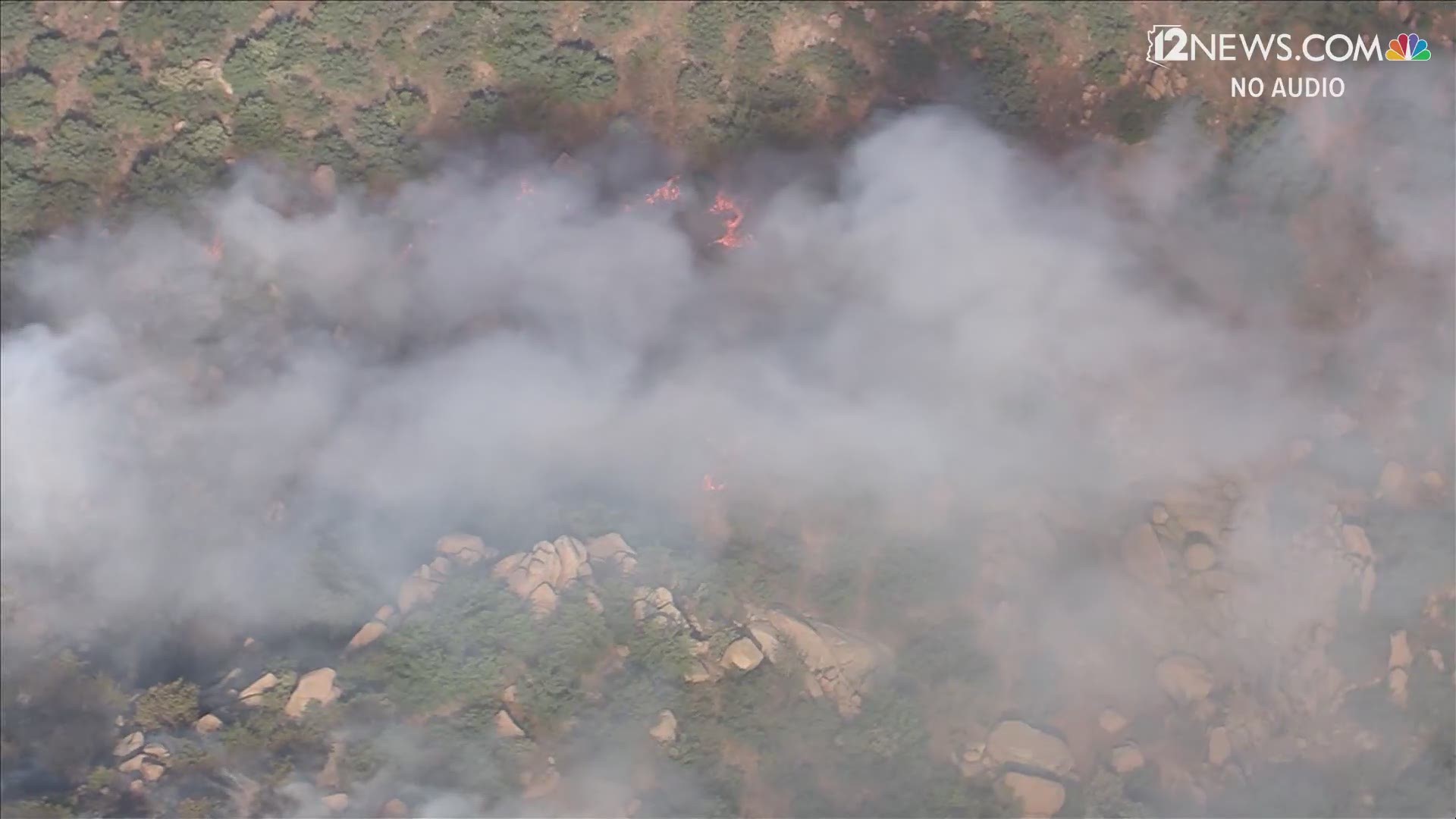 Evacuations have been ordered as the human-caused Bush Fire burns without containment in the Tonto National Forest. Sky 12 was over the area on June 16, 2020.