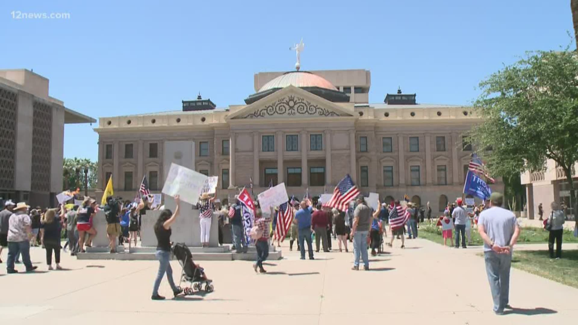 There were no more reported deaths of coronavirus in Maricopa County since Sunday, but the risk didn't stop protesters. People gathered at the capitol to reopen AZ.