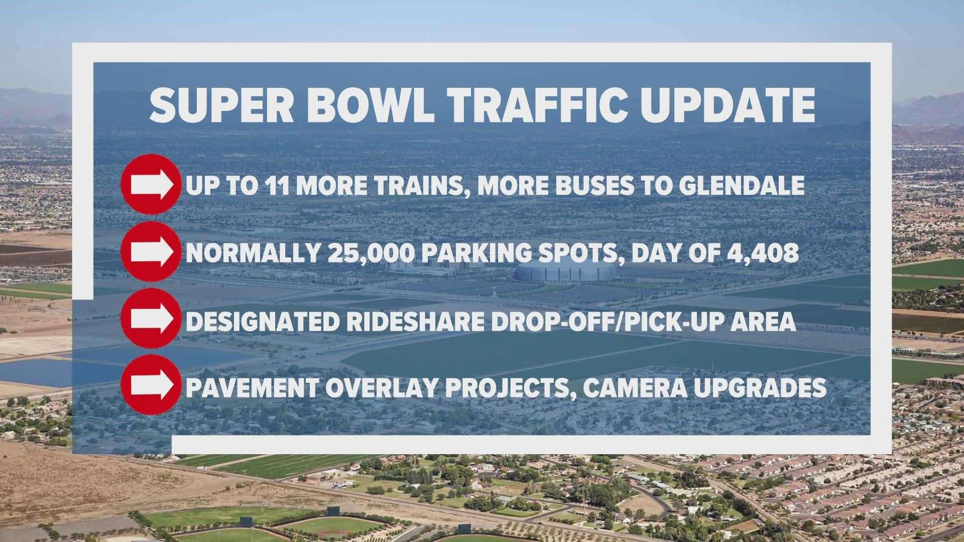 Traffic, road prep begins for Super Bowl LVII in Glendale