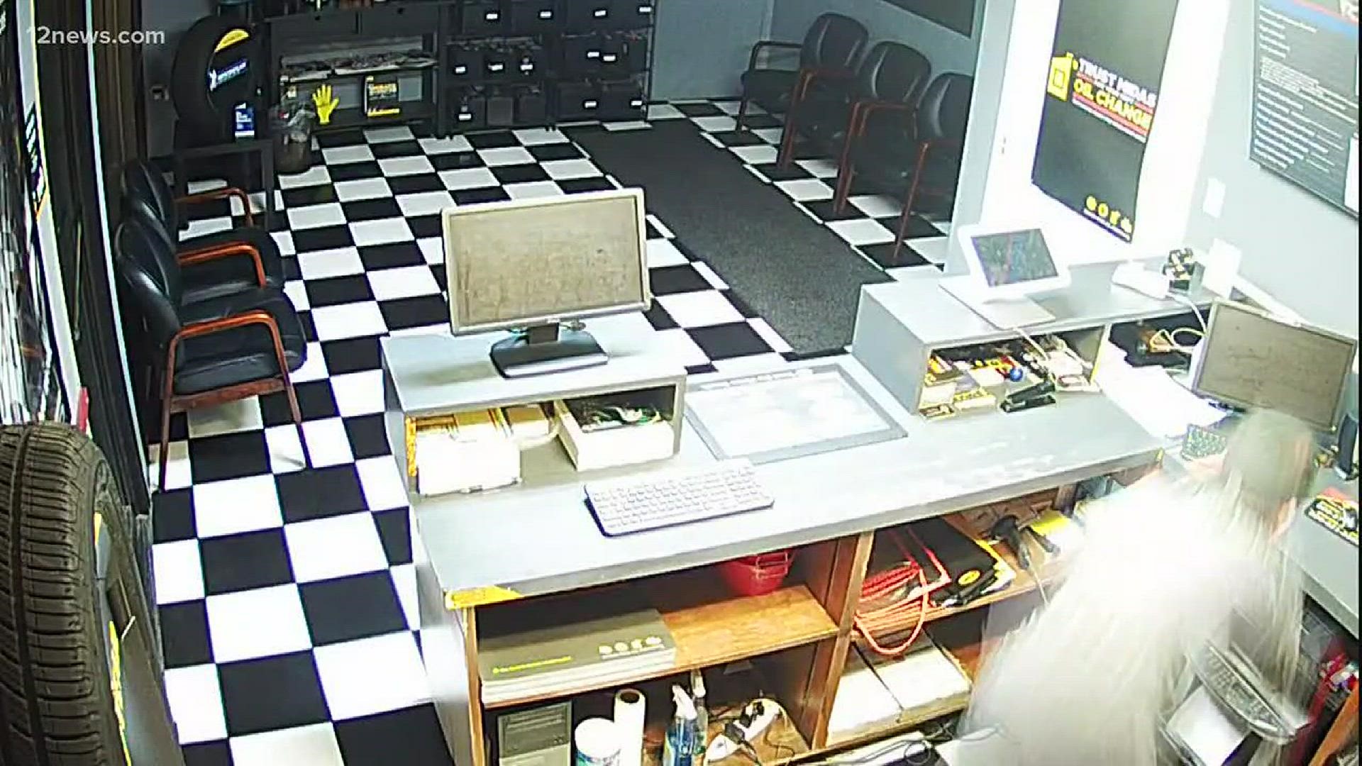 Scottsdale police need your help catching a pair of crooks caught on camera robbing a Midas auto repair shop.