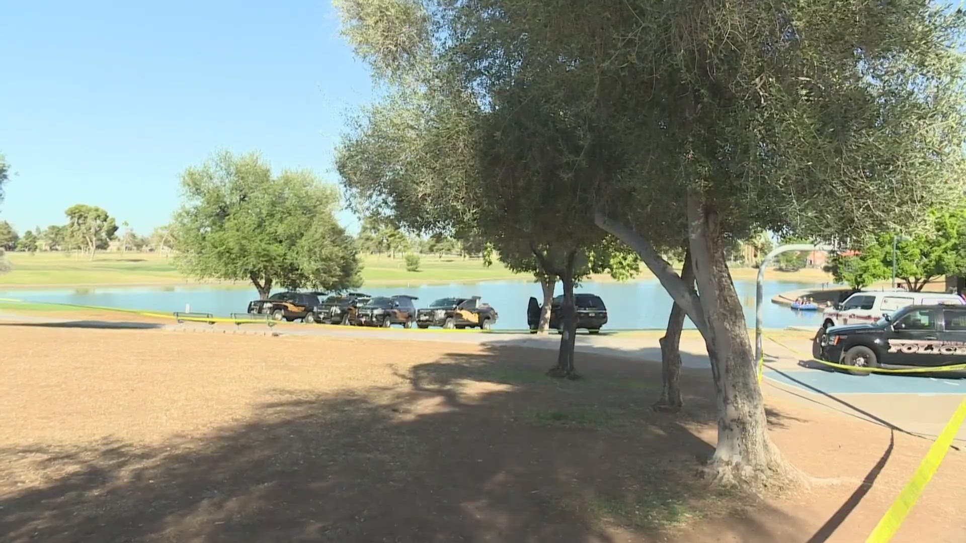 Crews are searching for a man after he reportedly went underwater near Dobson and Baseline roads, authorities said.