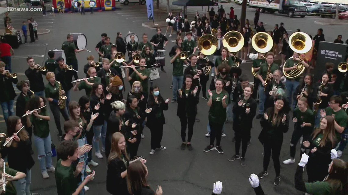 Marching bands from Arizona College Prep and Basha HS battle it out at Turkey Tuesday