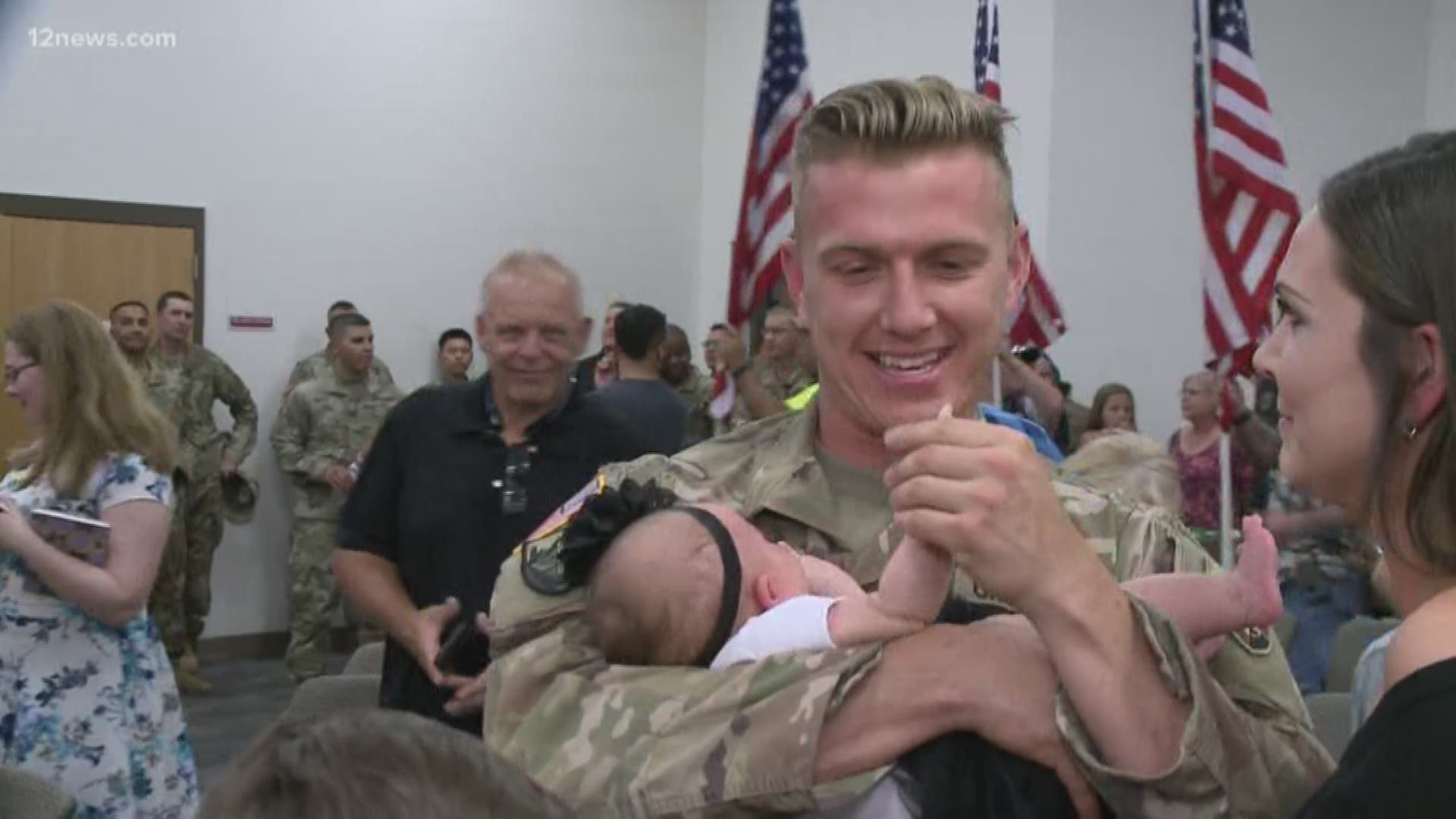 About 30 Army National Guard service members reunited with loved ones anxiously awaiting their arrival.