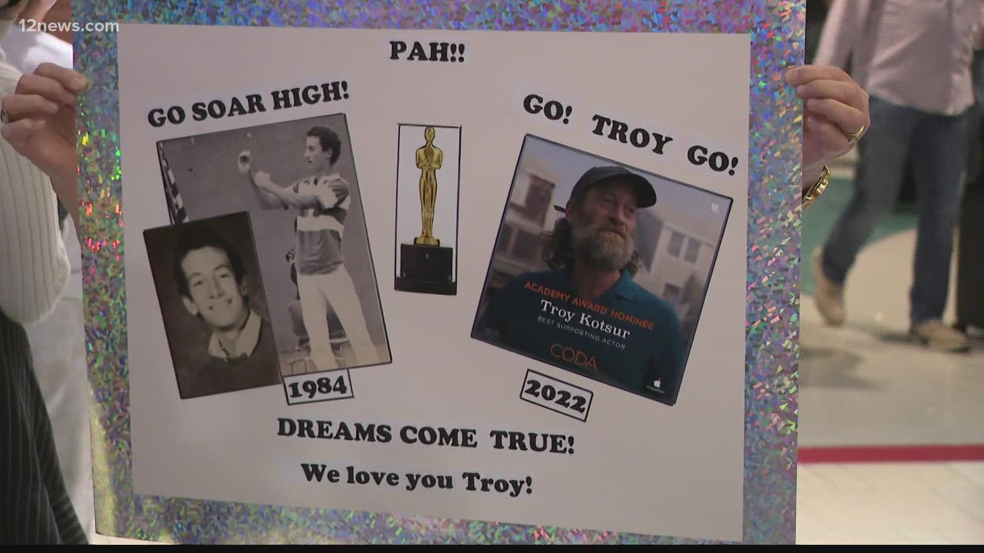 Troy Kotsur was welcomed home at Sky Harbor Airport Thursday.