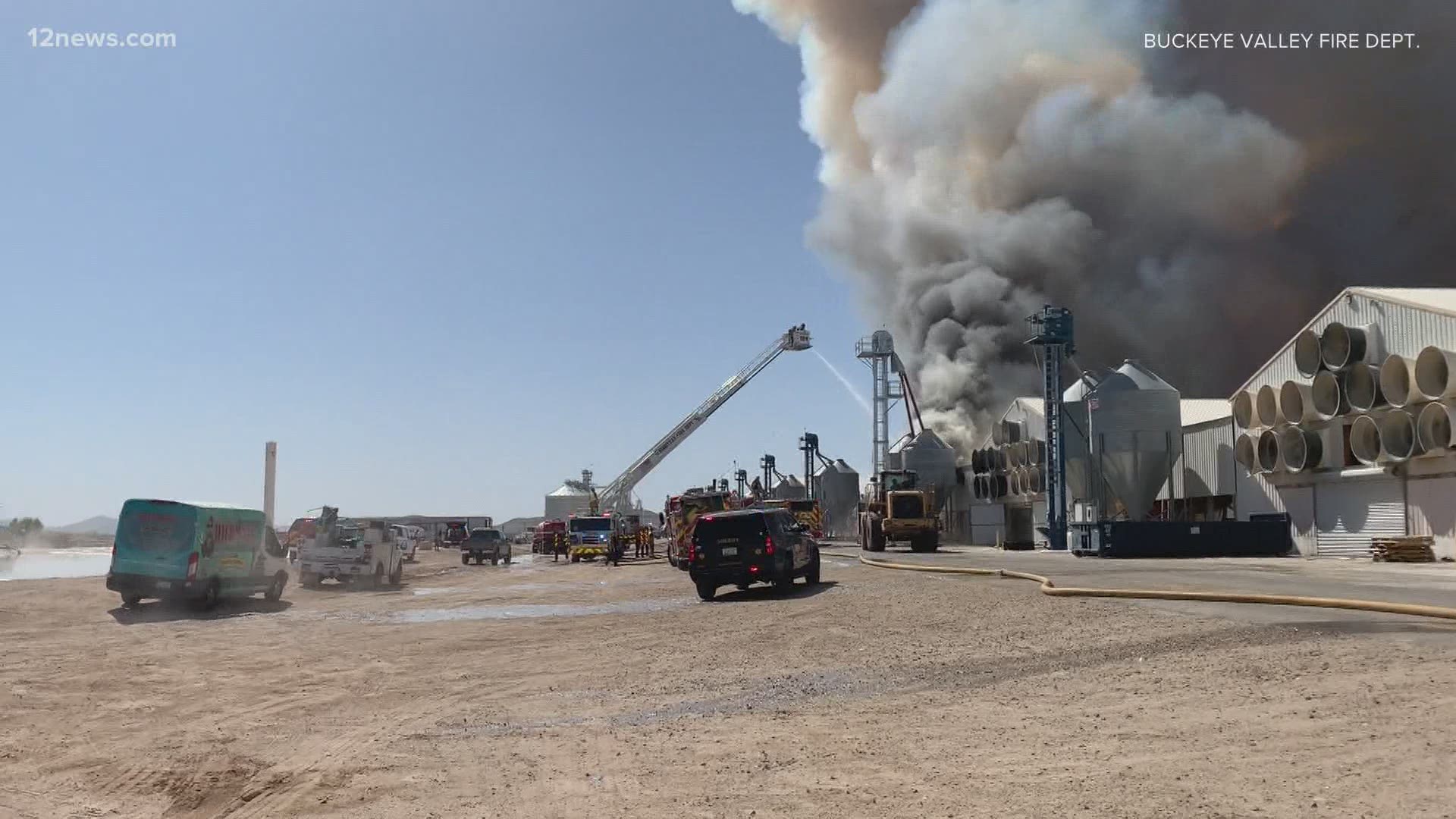 A massive barn fire at Hickman's Egg Farm caused an indeterminate amount of damage as around 60 fire personnel worked to extinguish the flames.