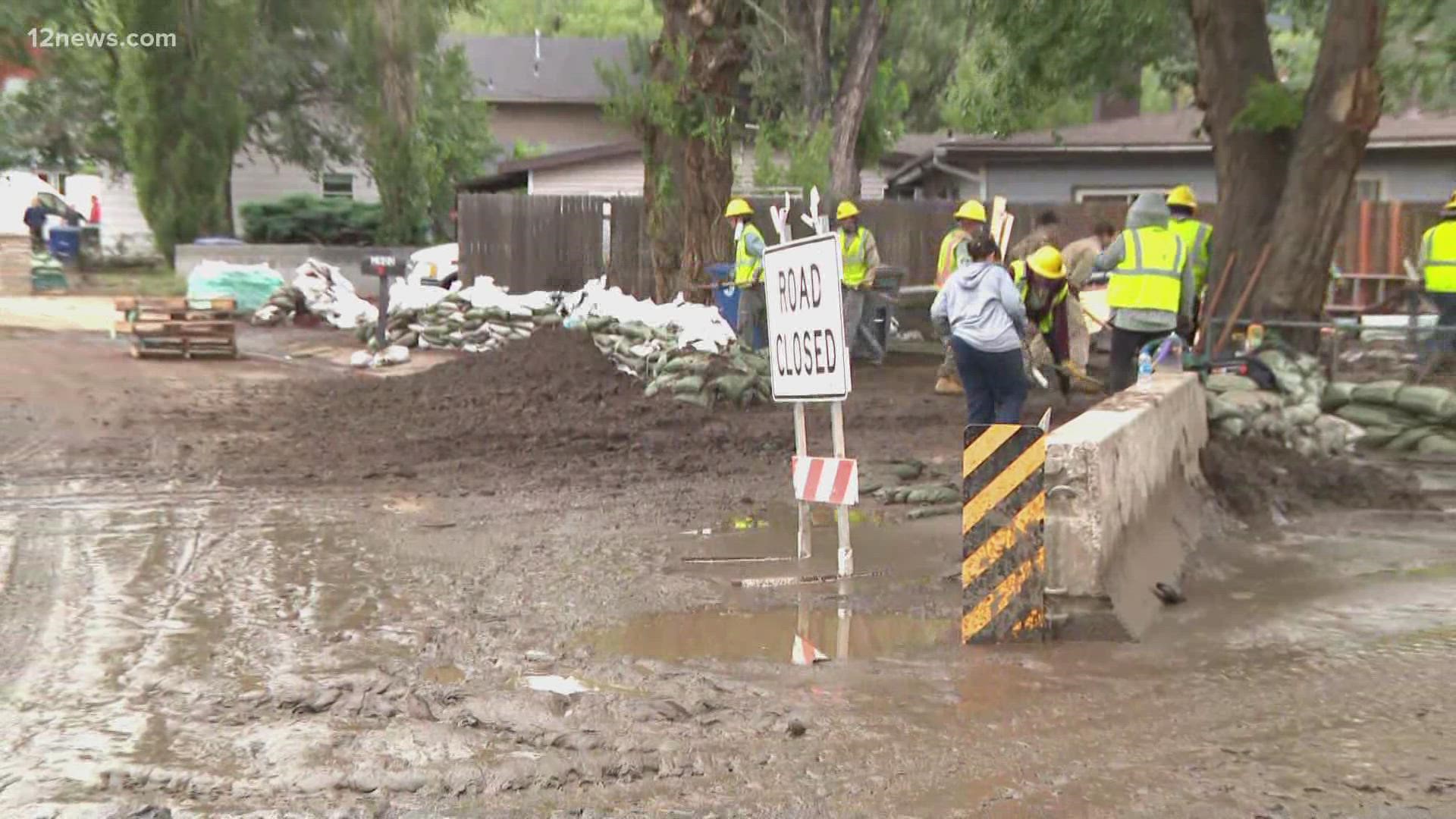 Intense rain falling onto the Museum Fire burn scar has flooded dozens of homes in Flagstaff. A drain got plugged causing water to flow over sandbags and into homes.