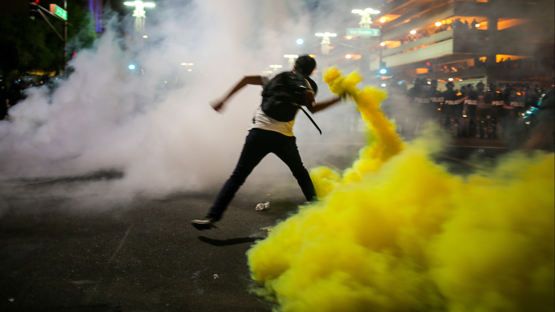 Trump rally protest ends with police firing pepper balls, arresting 4