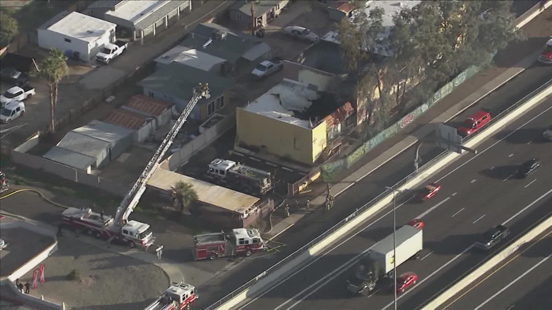 Fire crews have responded to a fire near Interstate 17 and Camelback Road.