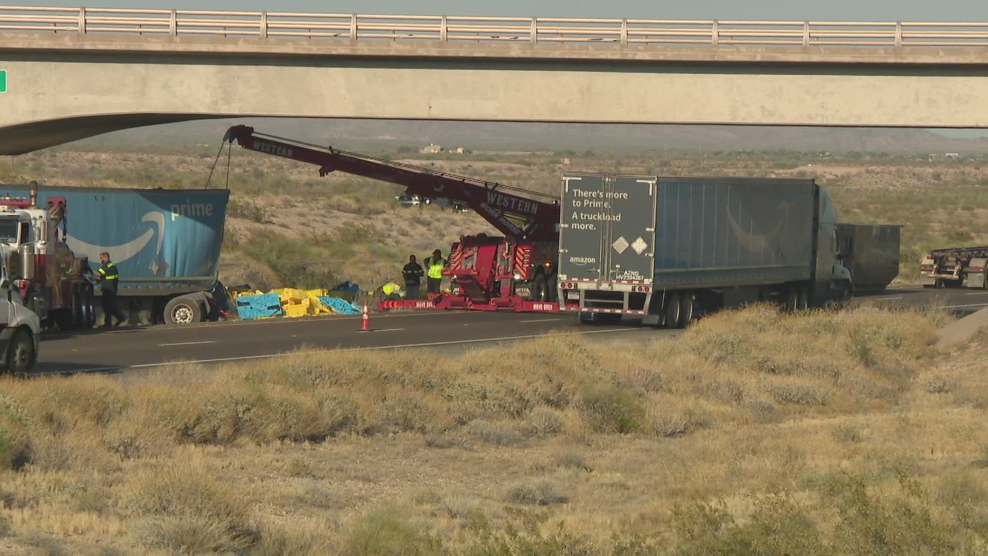 A driver and co-driver were on board the truck at the time of the crash, AZDPS said.