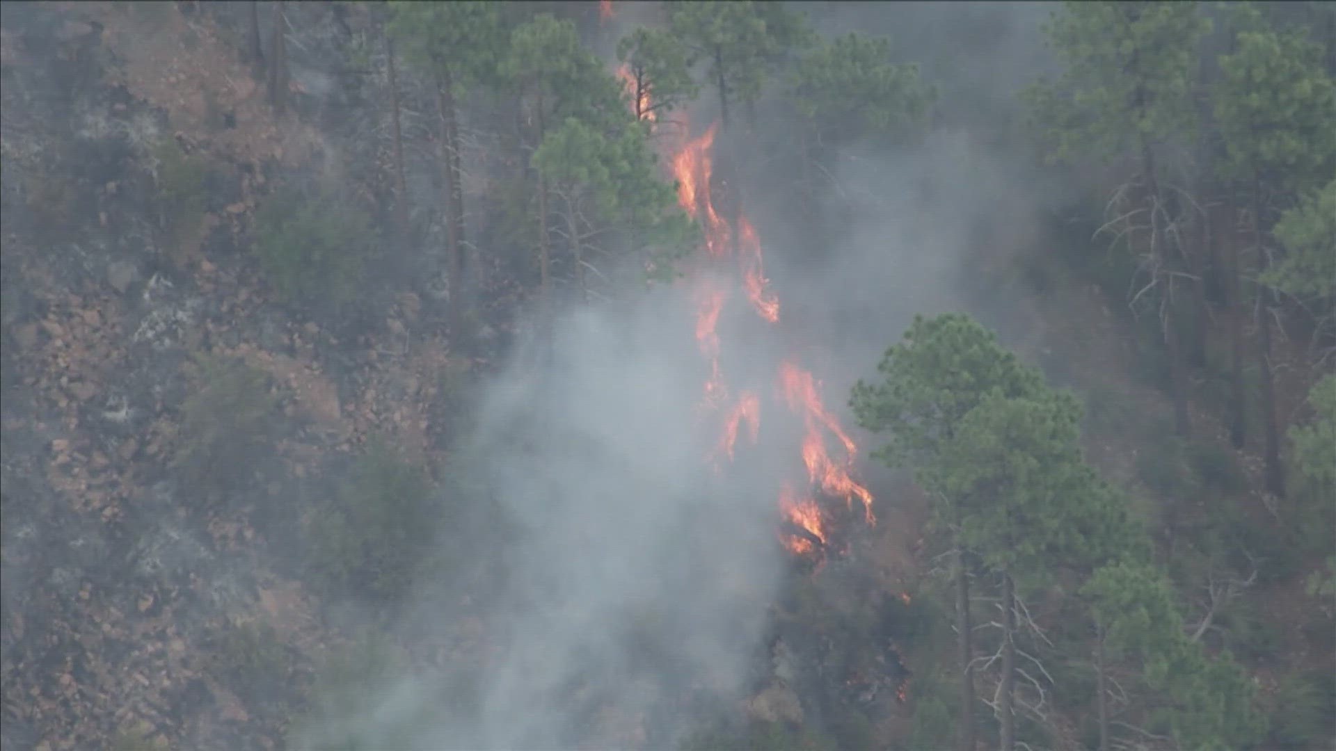 The 12News Sky12 helicopter flew over the fire on Monday, Aug. 7, 2023.