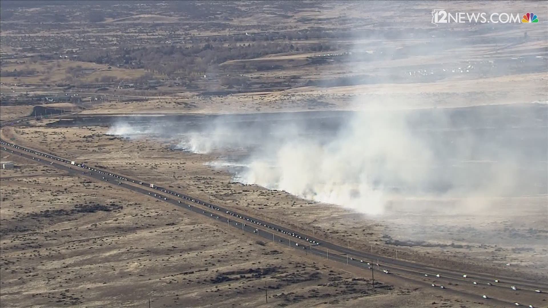 A 300-acre fire is burning near Prescott Valley. The wind is spreading the fire. Fire crews said it seemed to be slowing at around 3 pm.