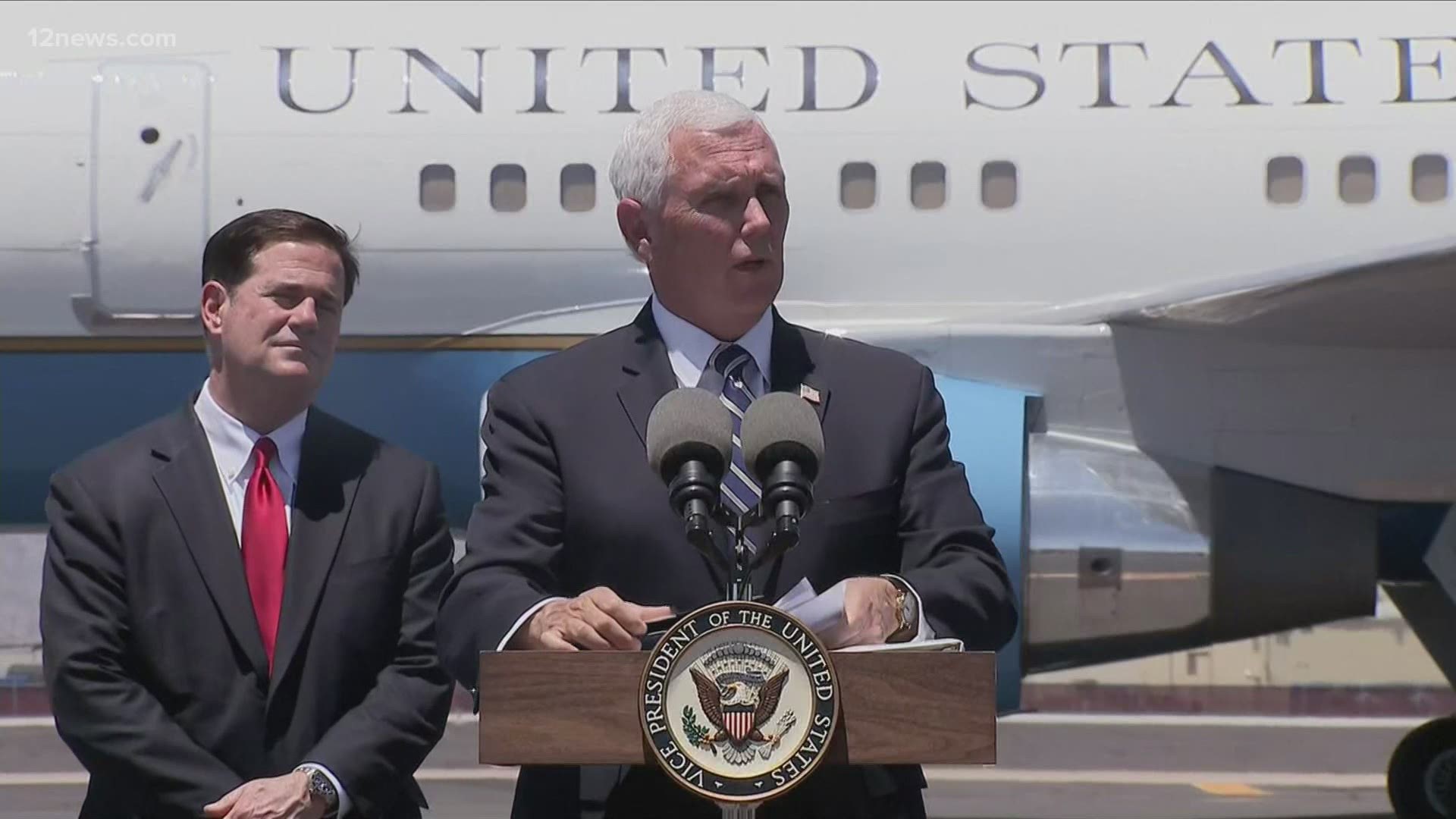 Amid Arizona's recent spike in COVID-19 cases Vice President Mike Pence came to Phoenix on Wednesday. He said help is on the way and praised Arizona's efforts.