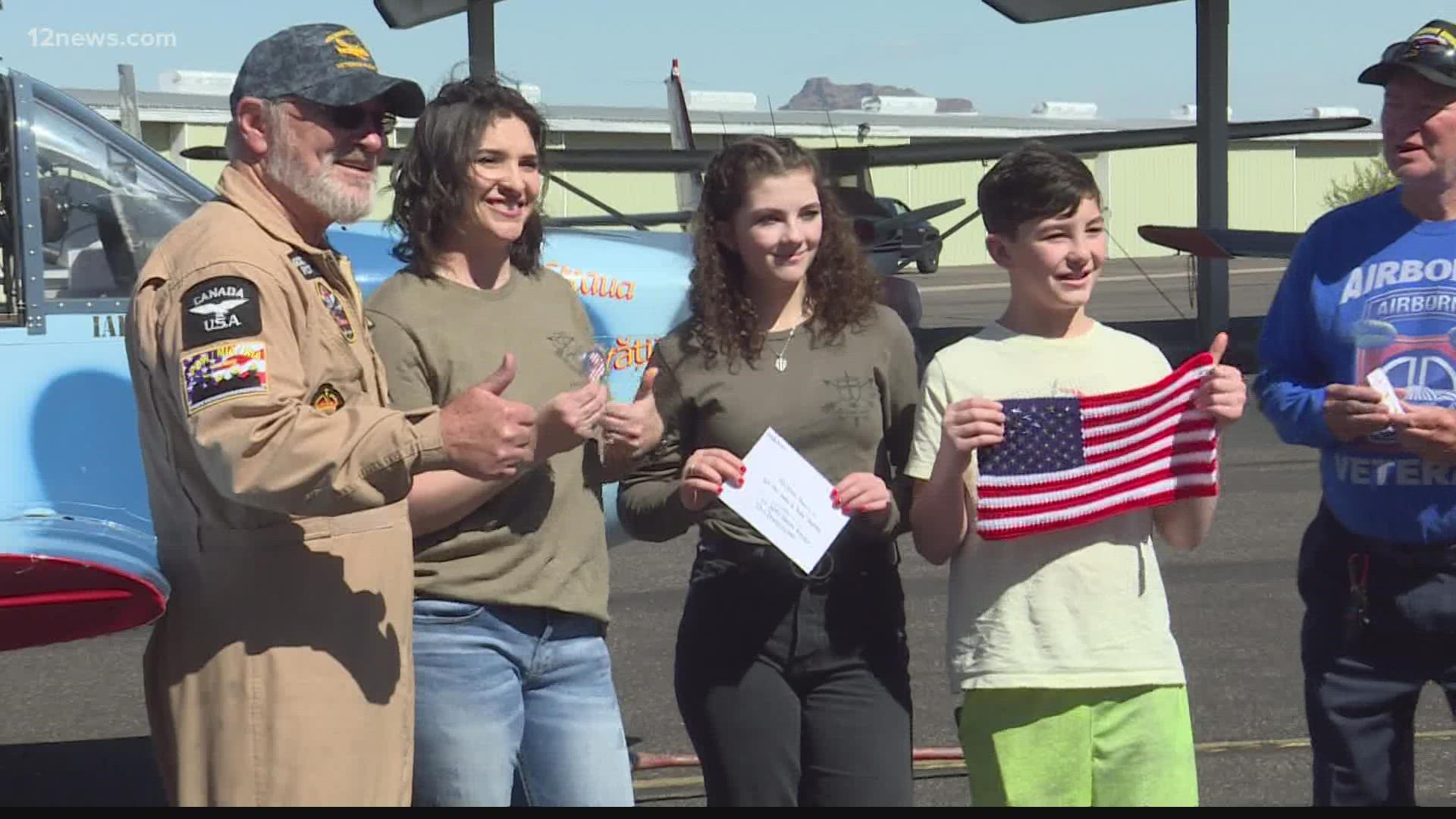 A Valley organization that offers free flights to veterans and their families in vintage aircrafts flew with their first Gold Star Family on Friday.