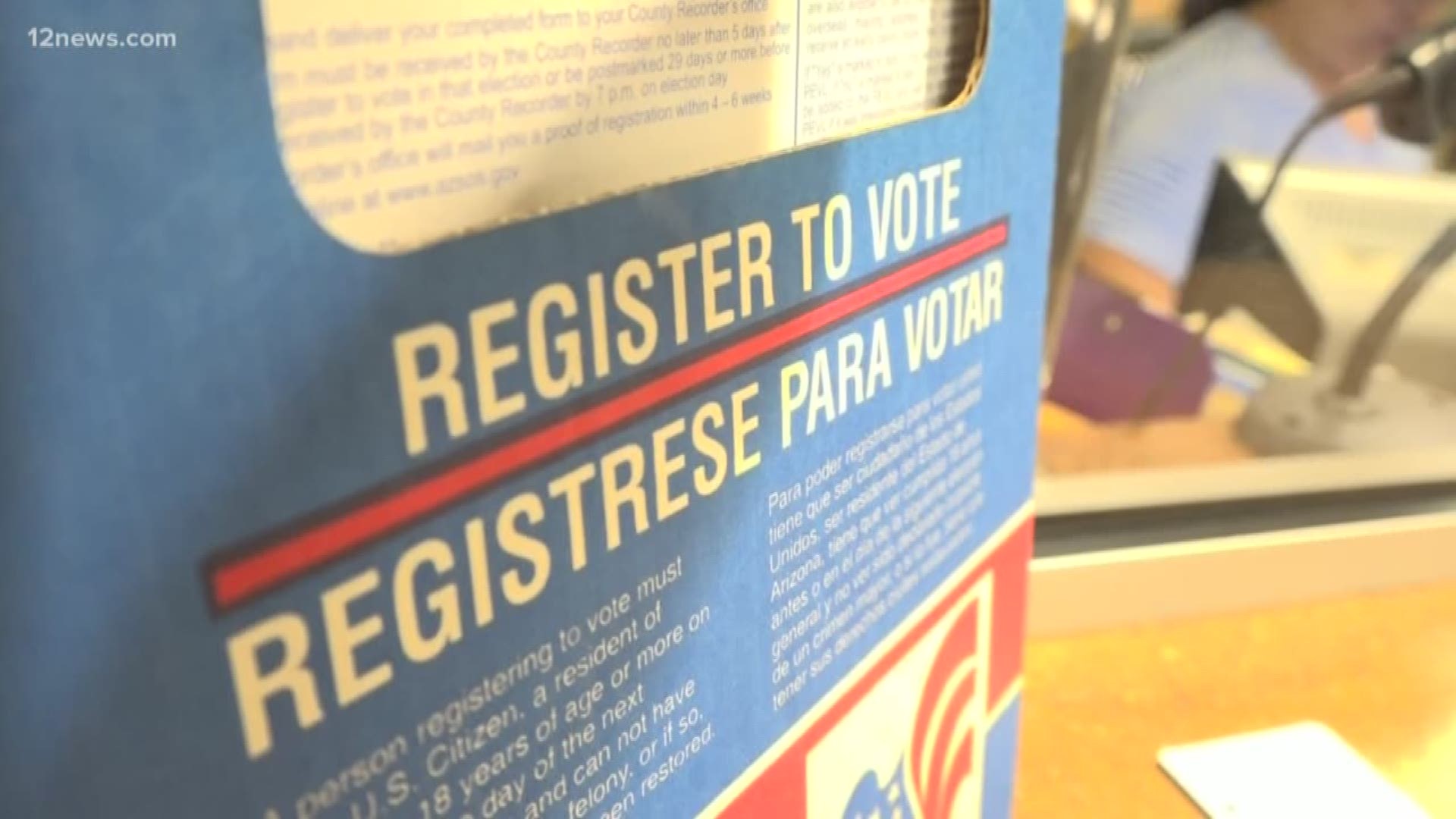 A spokeswoman for the Maricopa County Recorder's Office says 45,000 voter registration forms were received by the office Monday and Tuesday. The mid-term elections November 6.