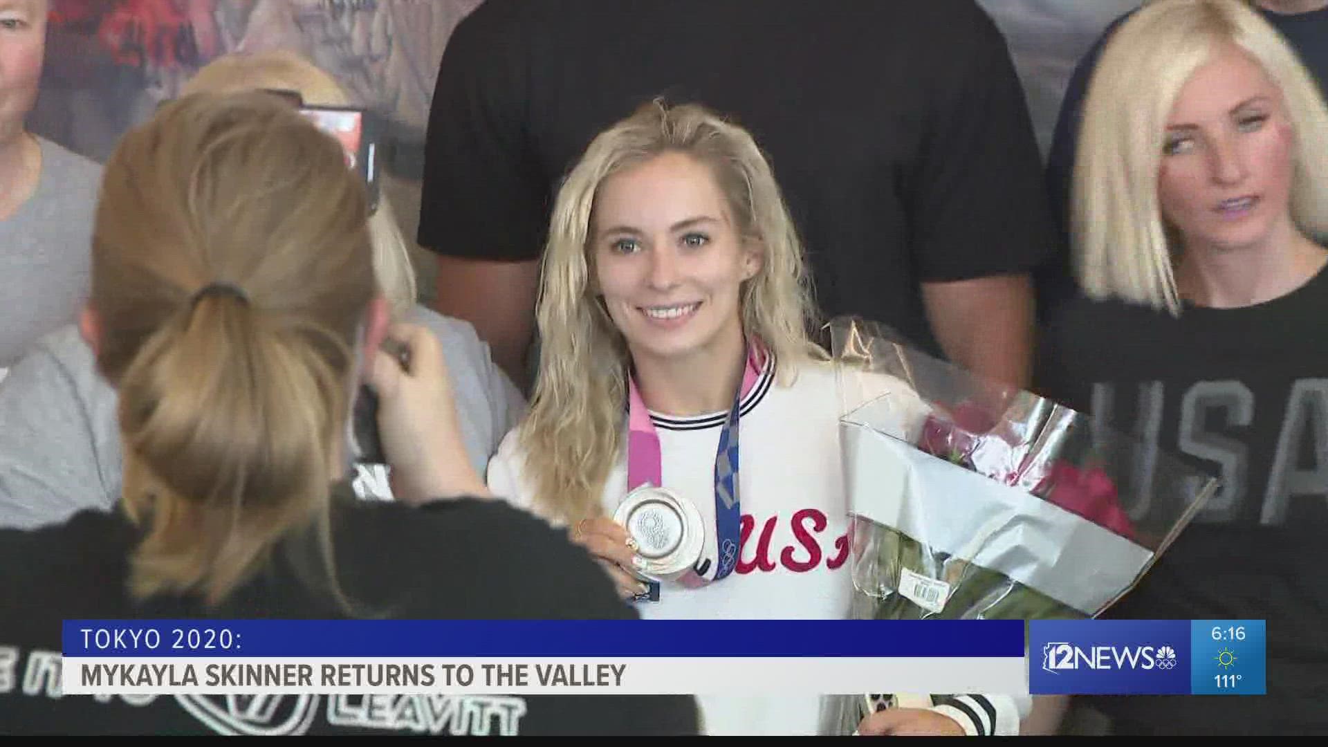 Silver medalist MyKayla Skinner is back home in the Valley! She won for her vault exercise at the Tokyo Olympics after Simone Biles stepped down.