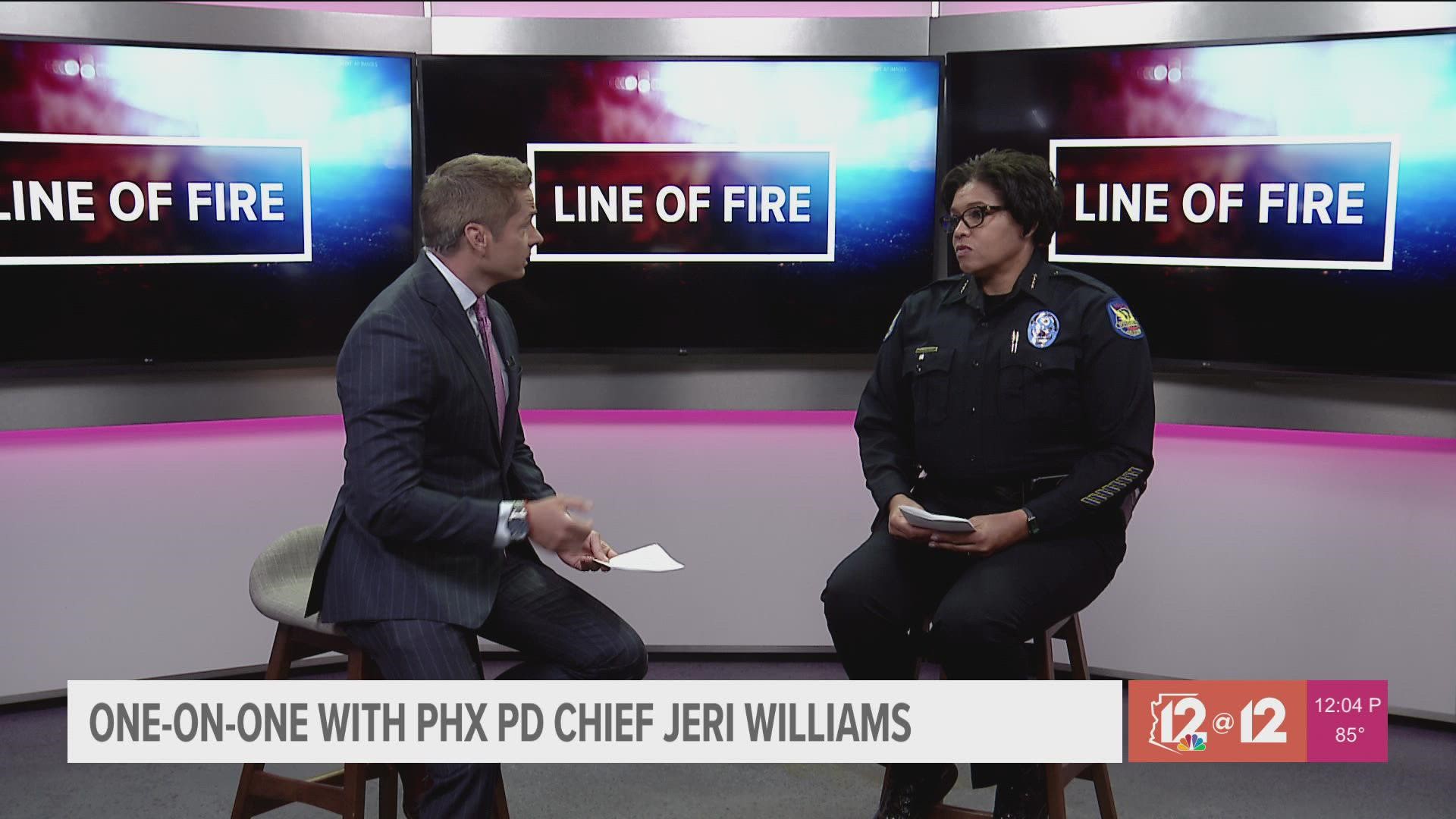 Phoenix Police Chief Jeri Williams stops by 12 @ 12 to give an update after the arrest of a suspect who shot and injured an officer last week.