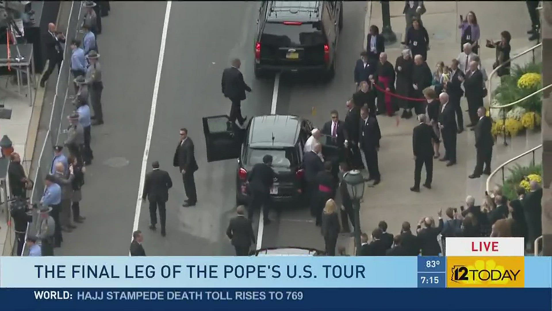 Vanessa Ruiz captures the excitement of Pope Francis arriving at Cathedral Basilica of Saints Peter and Paul in Philadelphia.