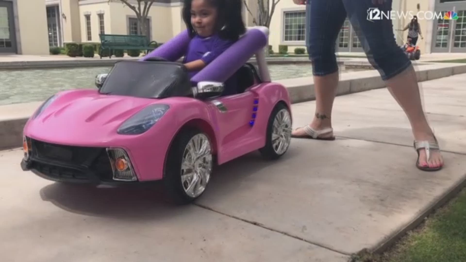 Power wheel derby cars that are adaptable for children with disabilities