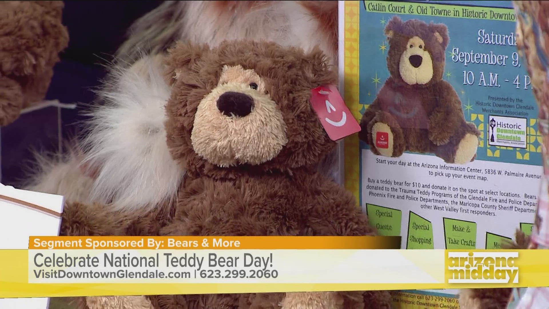 Valerie Burner with Bears & More shares how the whole family can celebrate Teddy Bears and give back to the community in Historic Downtown Glendale Saturday (9-9).